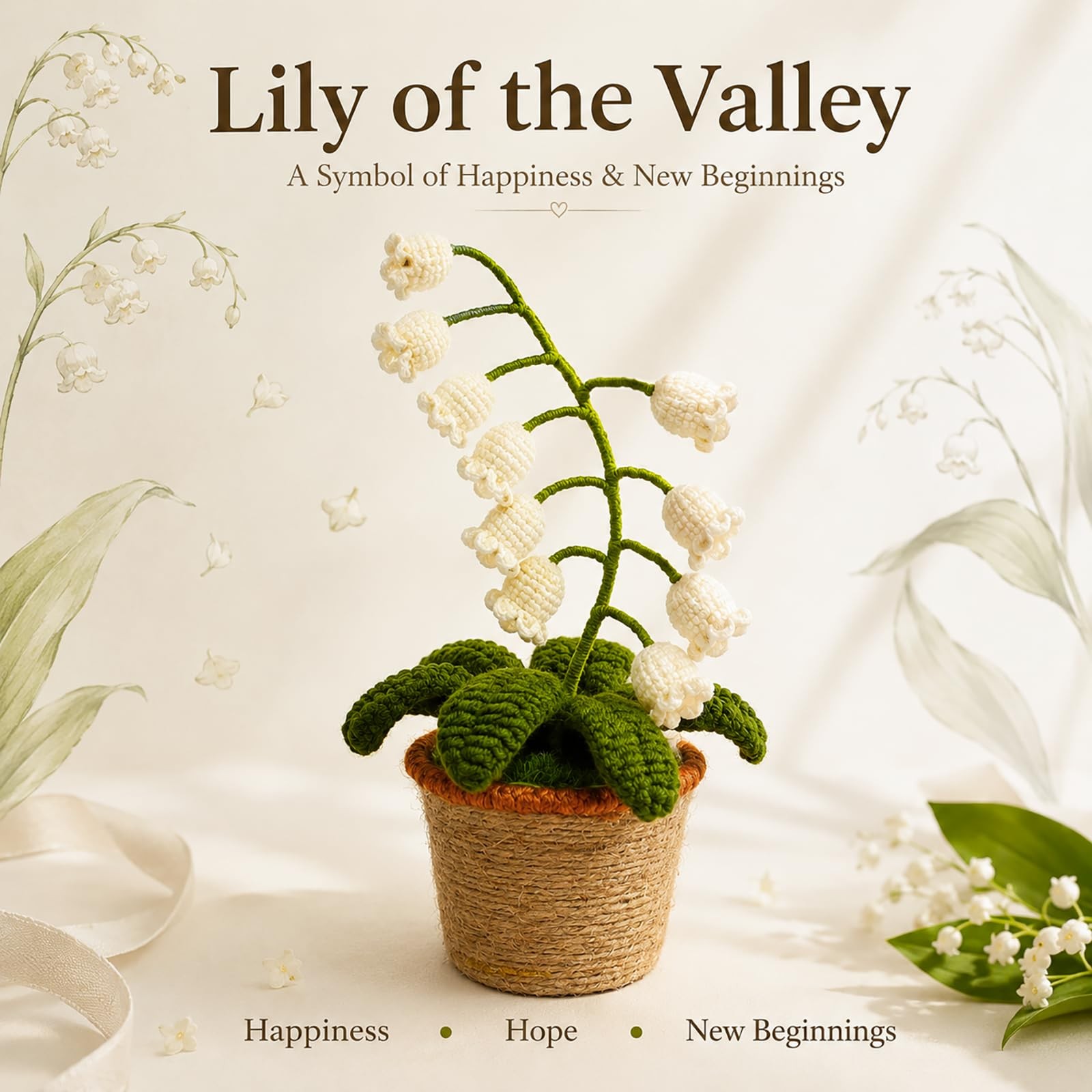 Lily of The Valley Lamp Crochet Flower Night Light Gift for