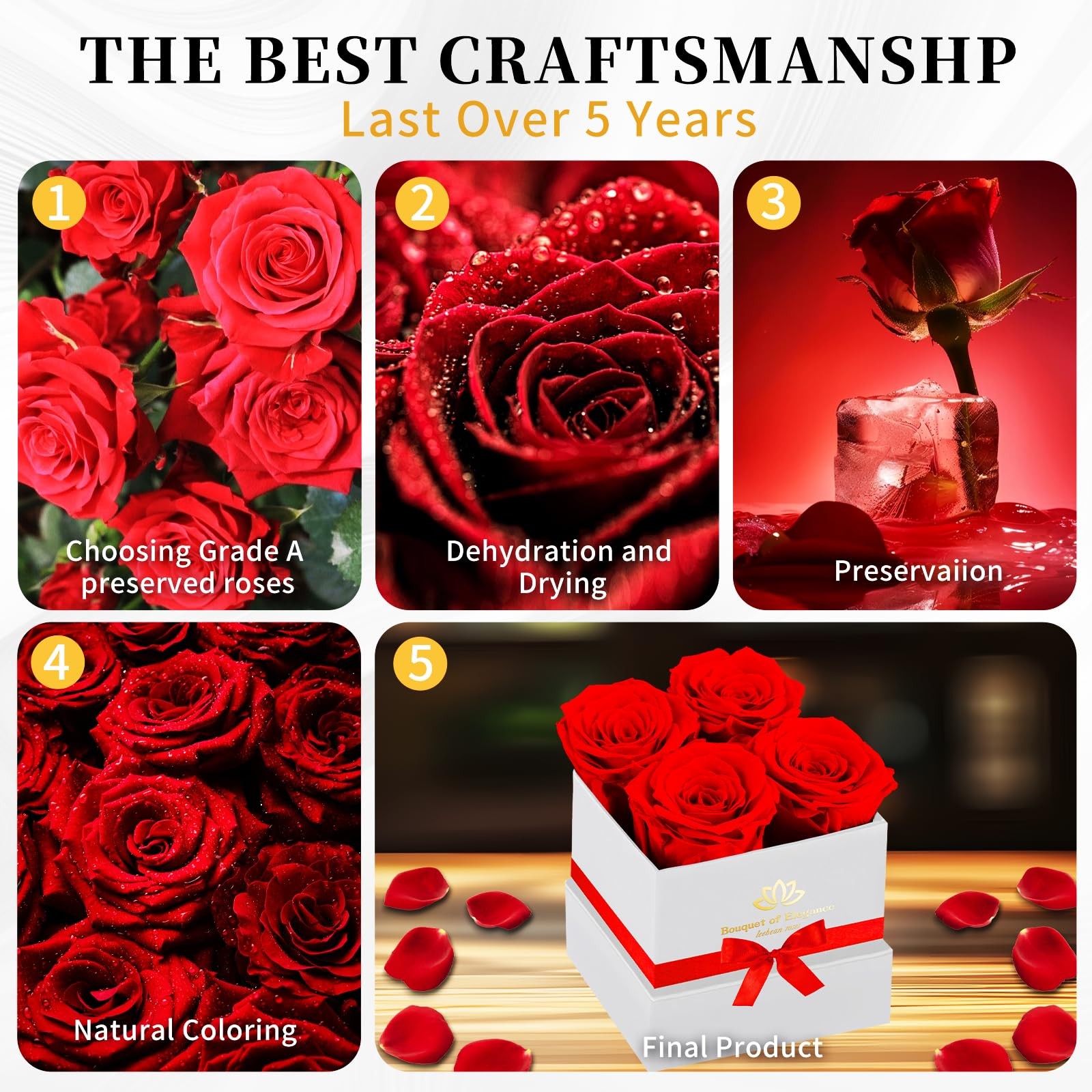 Red Forever Flowers Roses In Box Real Preserved Mothers Day Delivery Gift