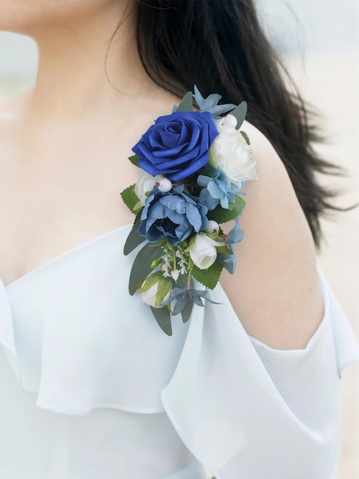 1 PCS Floral Shoulder Corsage Navy Blue Mother Of The Bride Wedding Prom