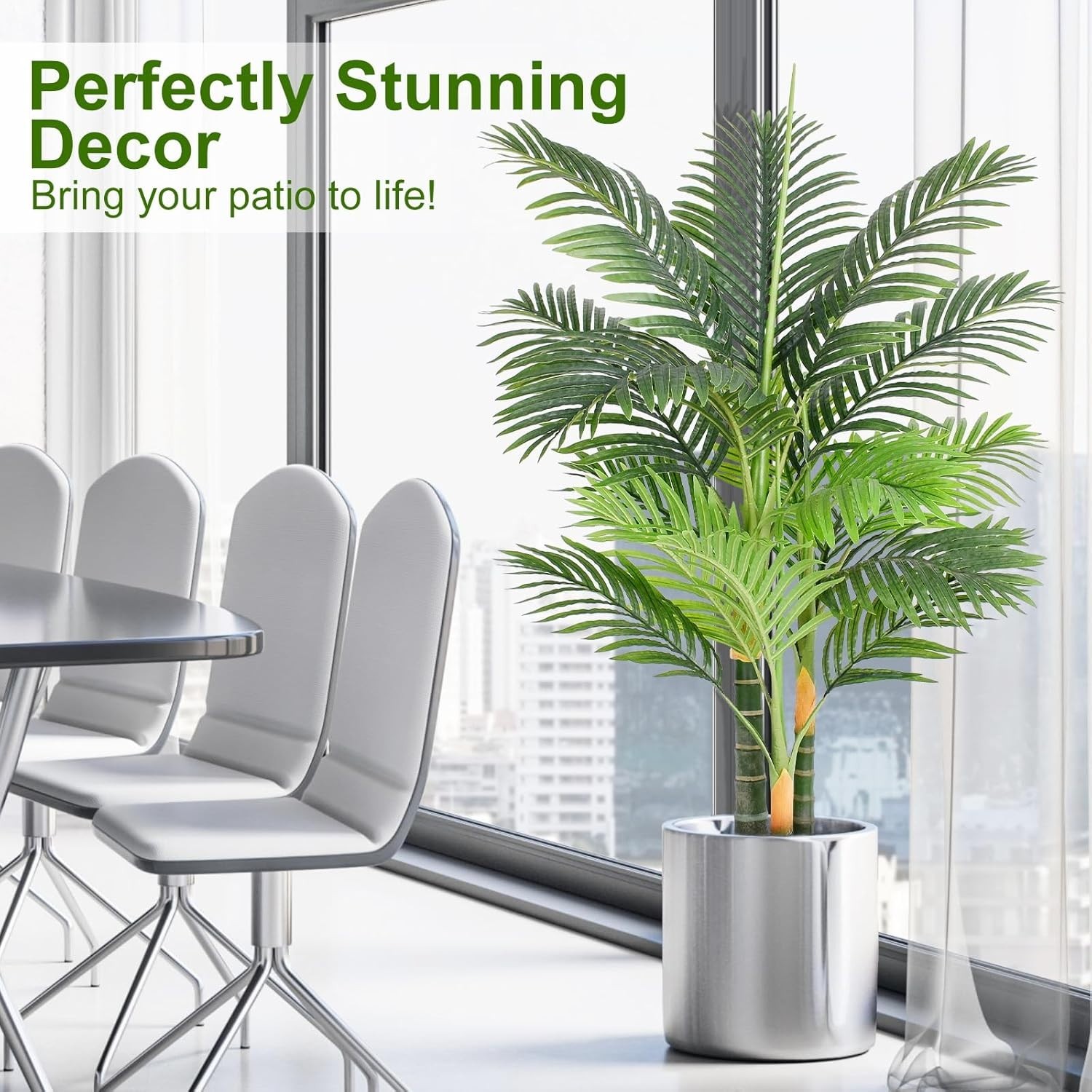 Luxury 4ft Triple Golden Cane Palm Artificial Tree – Indoor/Outdoor 2-Pack