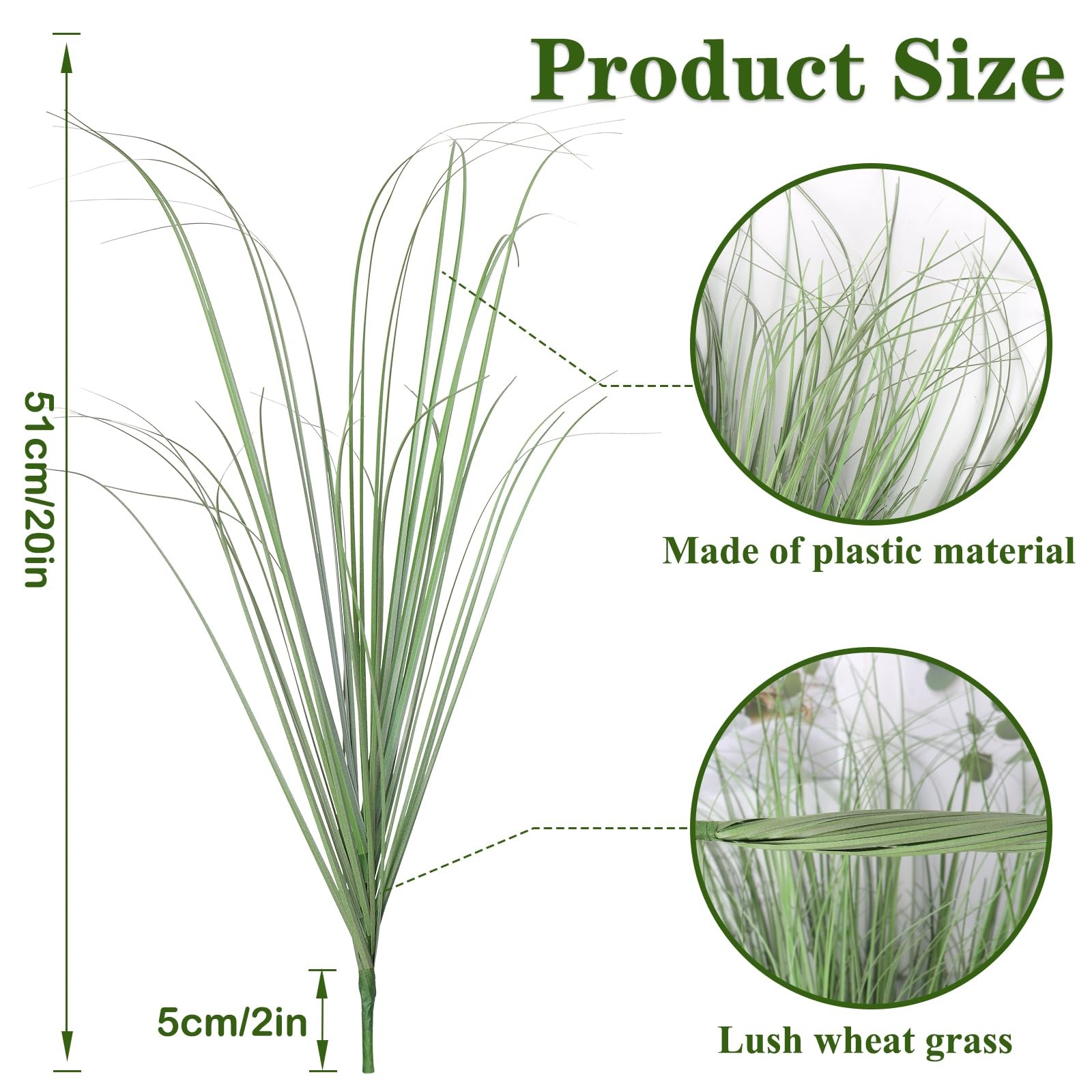 Artificial Grass Plants Outdoor 20 Bundles Fake Wheat Grass UV Resistant Faux…