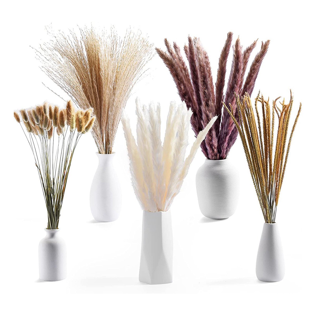 120Pcs Dried Pampas Grass Bouquet Decor, Room Wedding Party3840