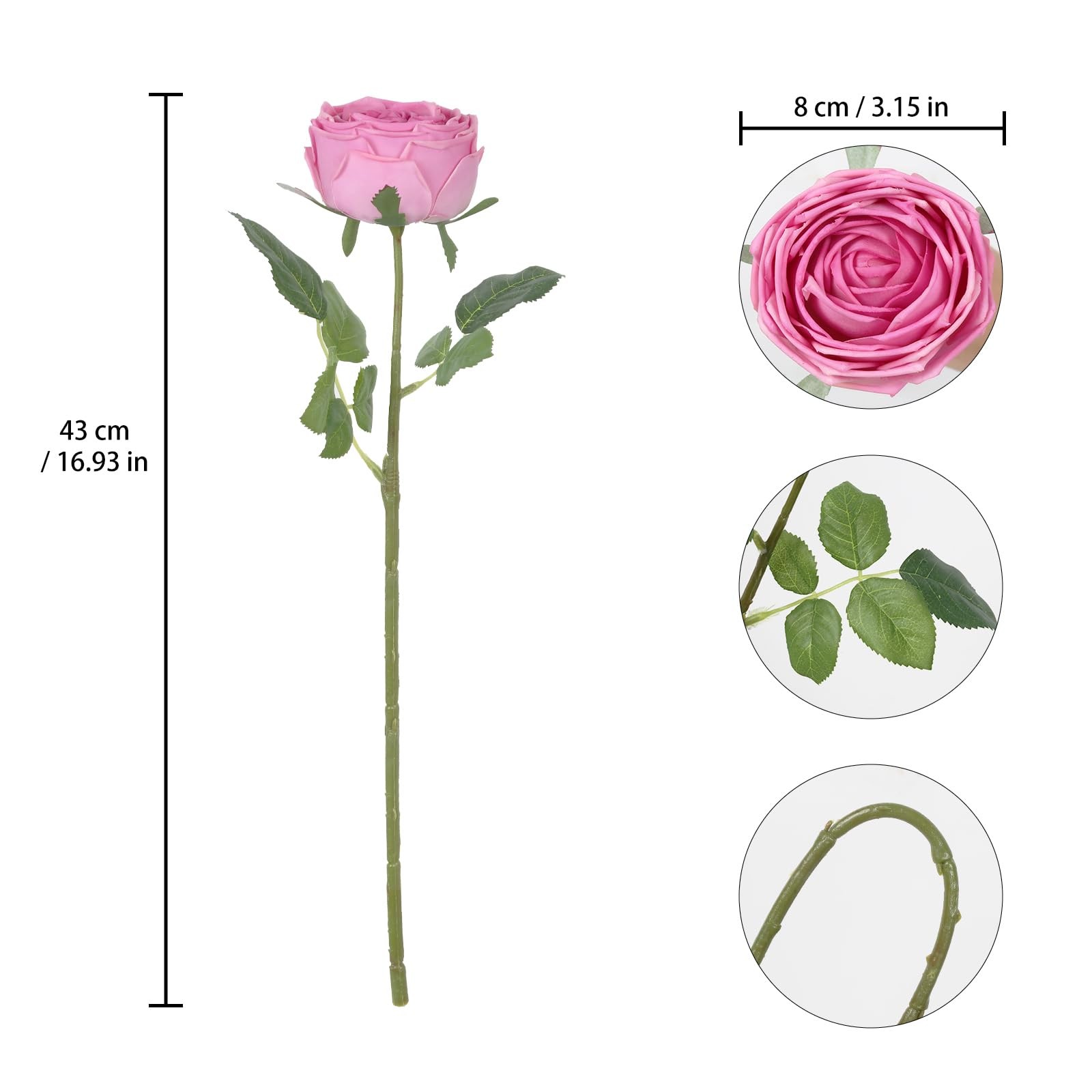 Hot Pink Roses Artificial Flowers 5PCS Real Touch Roses Fuchsia Flowers Artif…