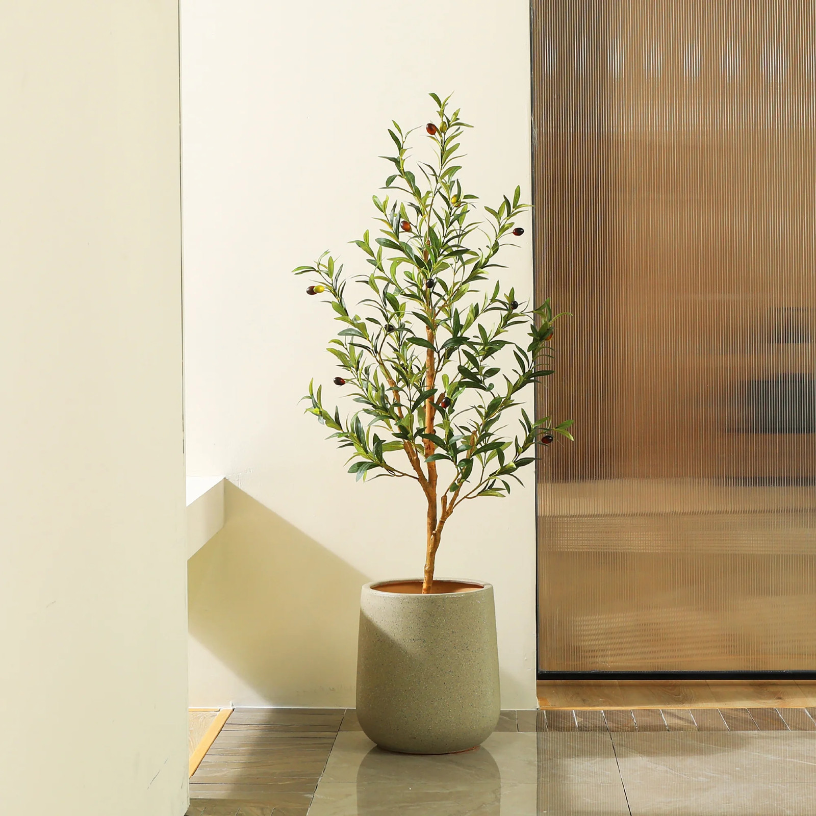 4Ft Artificial Olive Tree Indoor, Faux Olive Tree, Artificial Plants with Natura