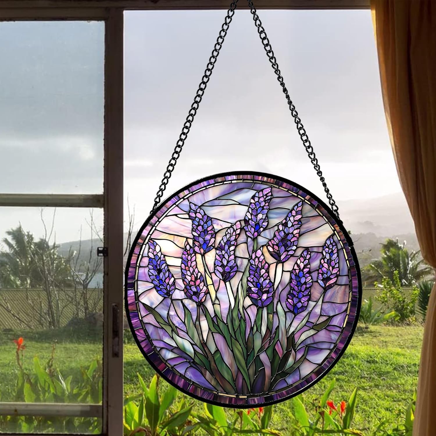 Purple Flower Suncatcher for Door Garden Decor