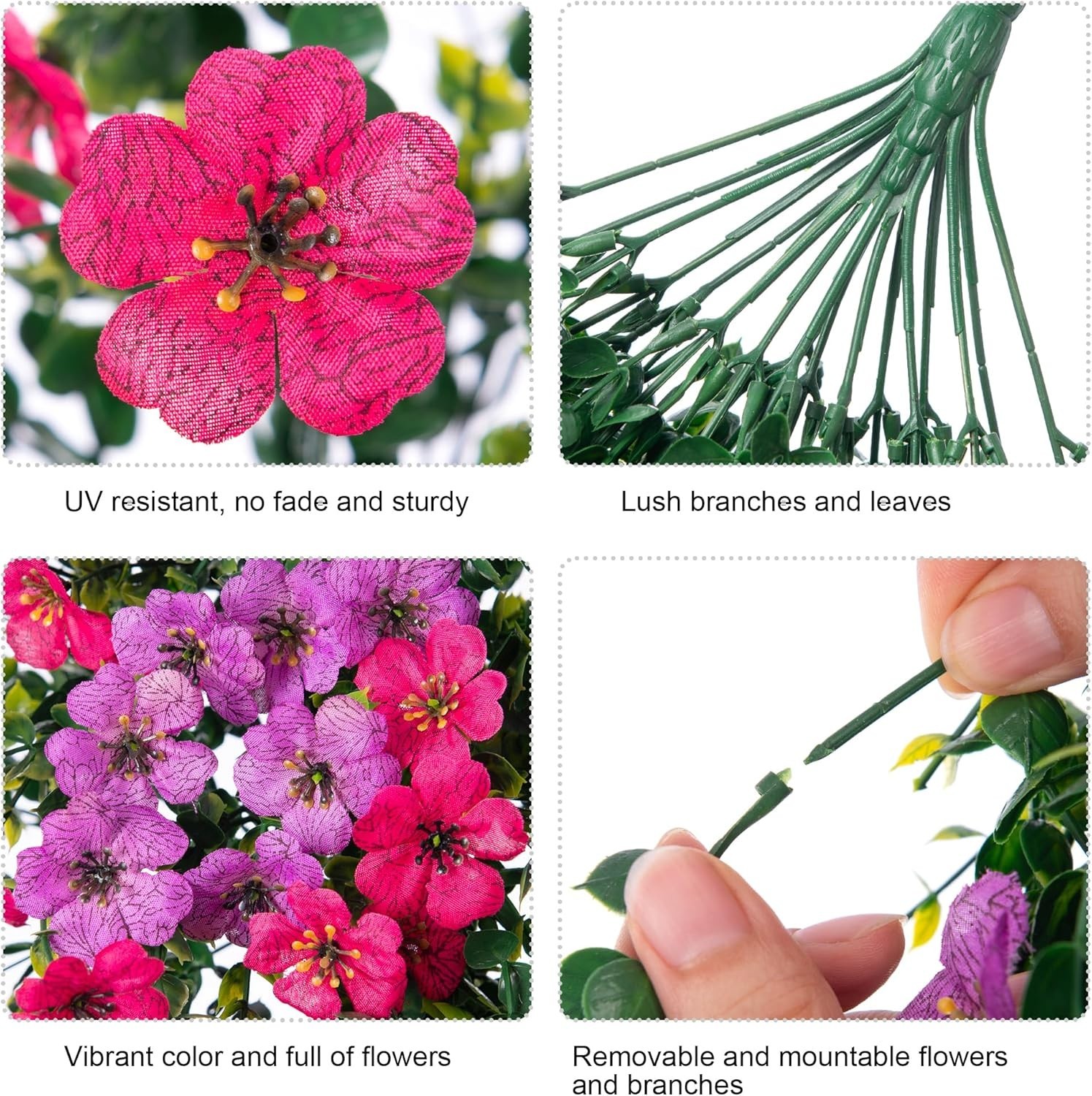 Weather-Resistant Faux Hanging Violets – 2 Pack UV-Protected Outdoor Decorations