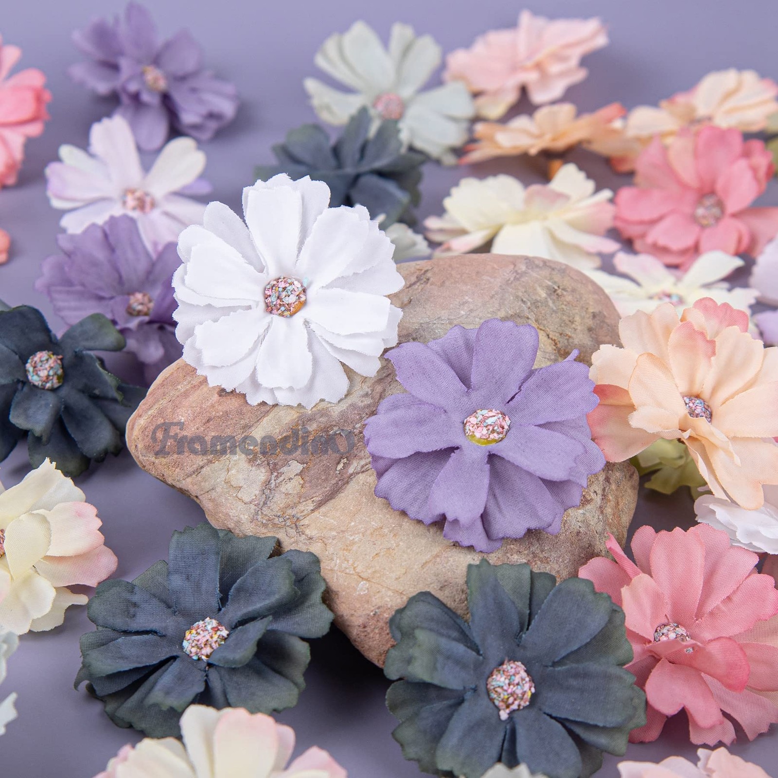 Colorful Faux Silk Daisy Peony Flower Head 60 PCS Artificial Wreath Decor