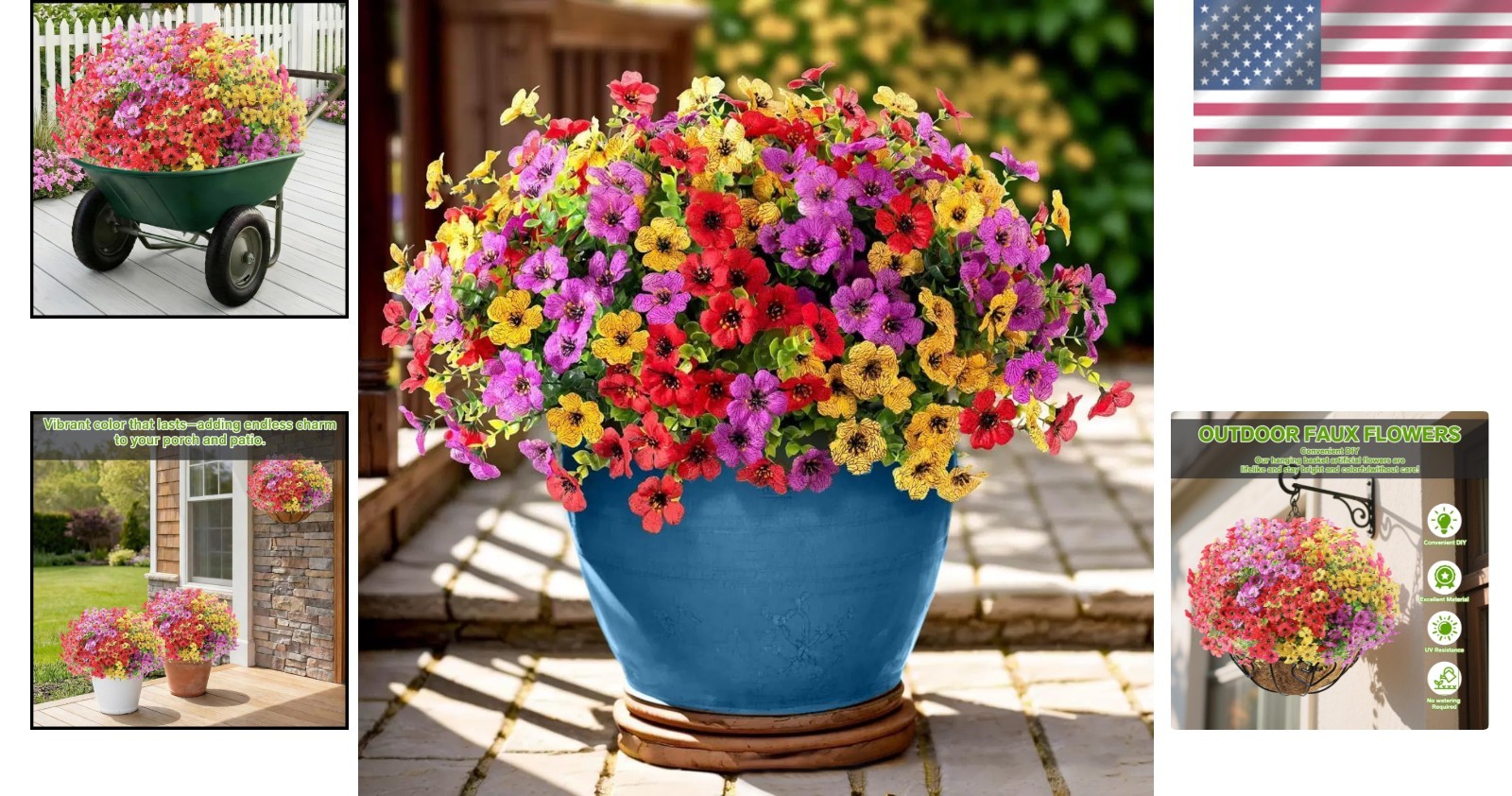 Vibrant UV Resistant Silk Flowers Bundle – Perfect for Indoor and Outdoor Decor