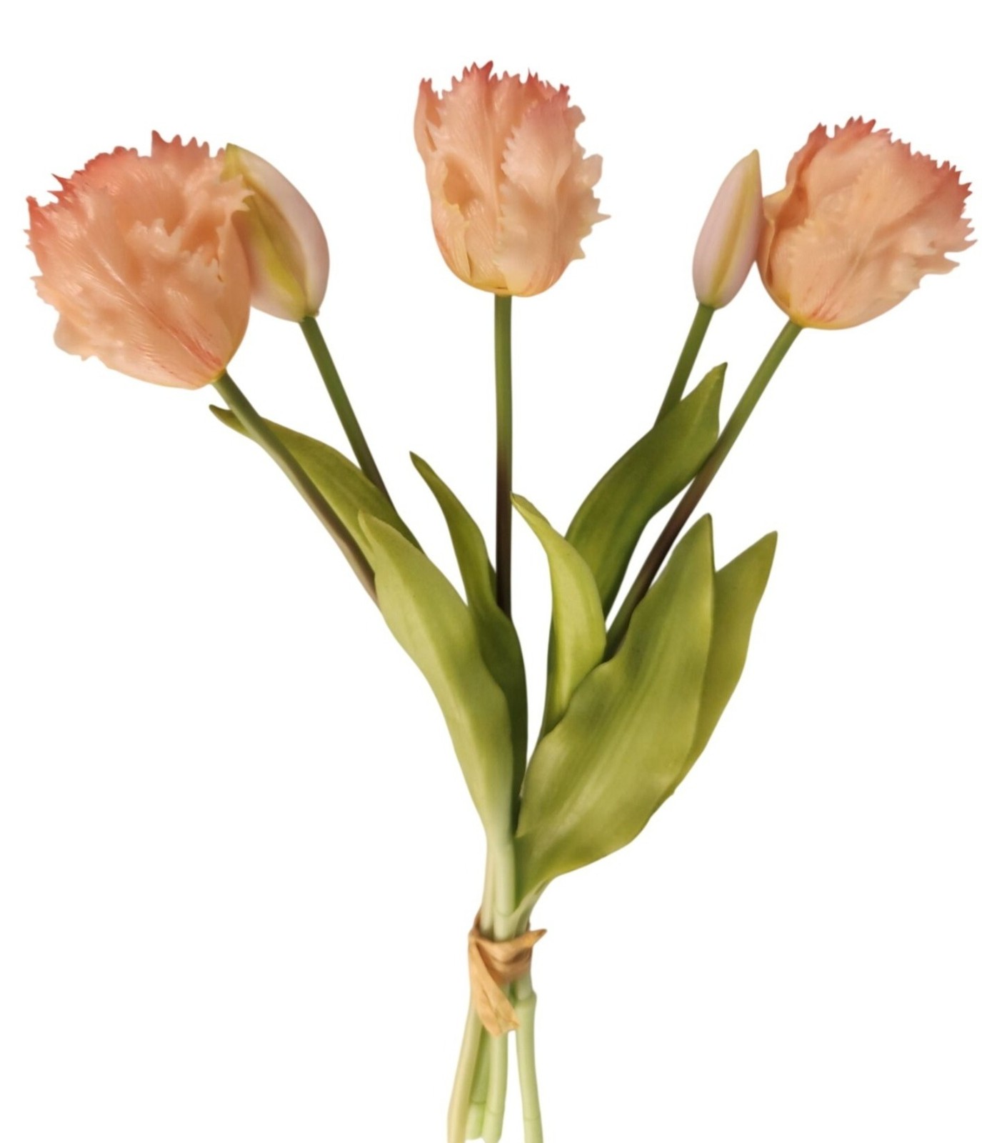 Peach Coral Artificial Tulips 15 Inch Set of 5 Faux Spring Flowers Easter Weddin