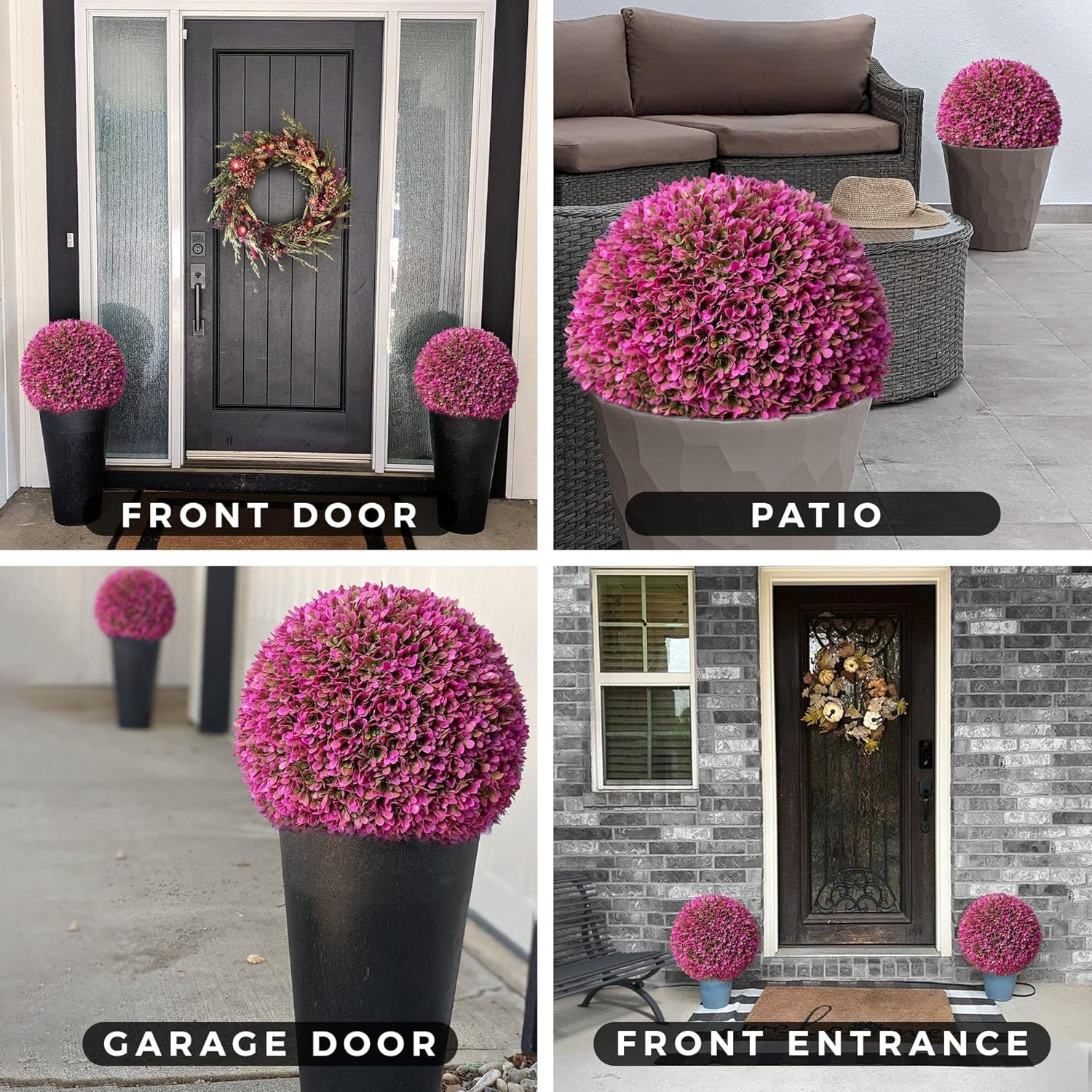 Vibrant Hot Pink Set of 2 Large Topiary Balls for Stunning Decor