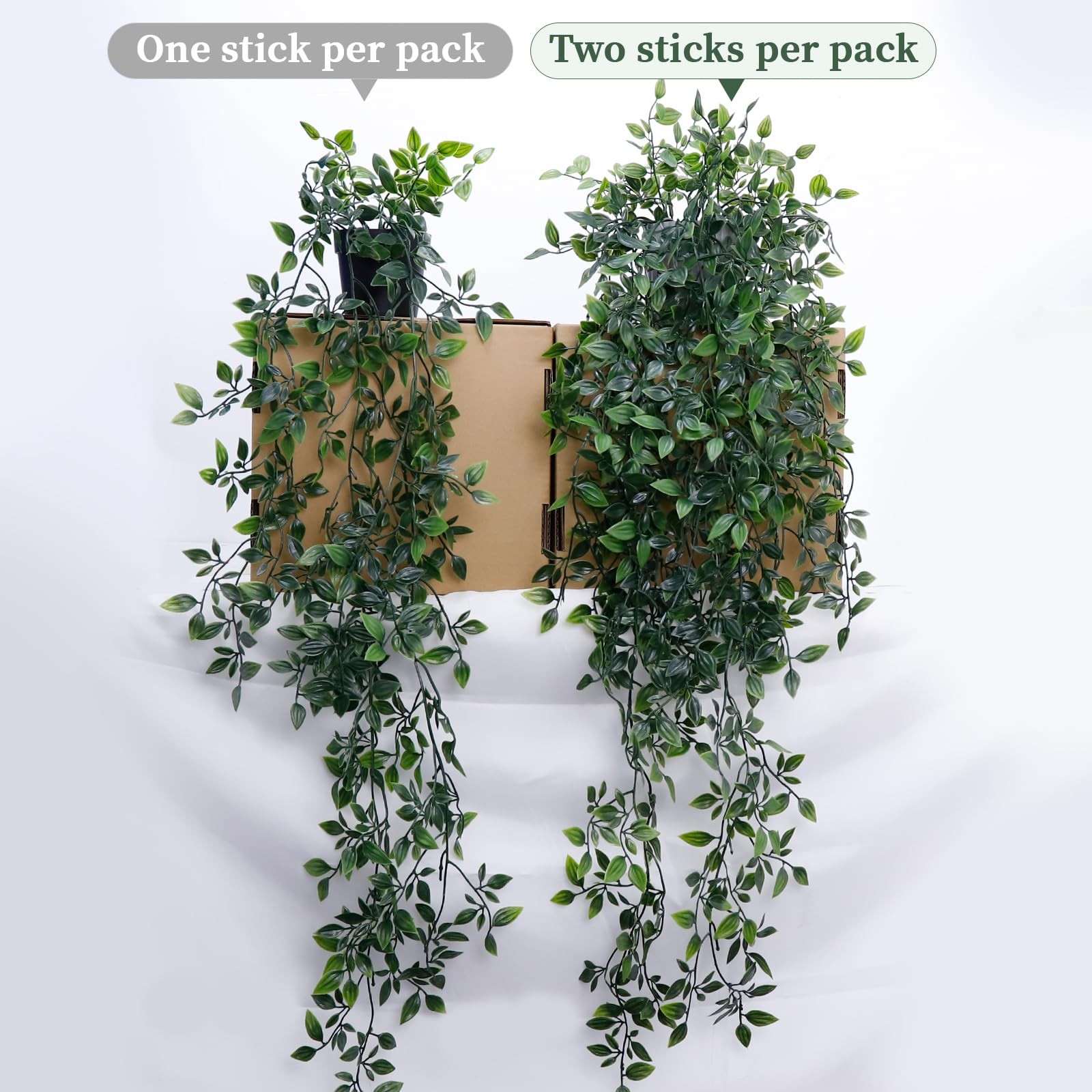 Artificial Hanging Plants for Shelf, 2-Pack Fake Potted Greenery Faux Mandala…