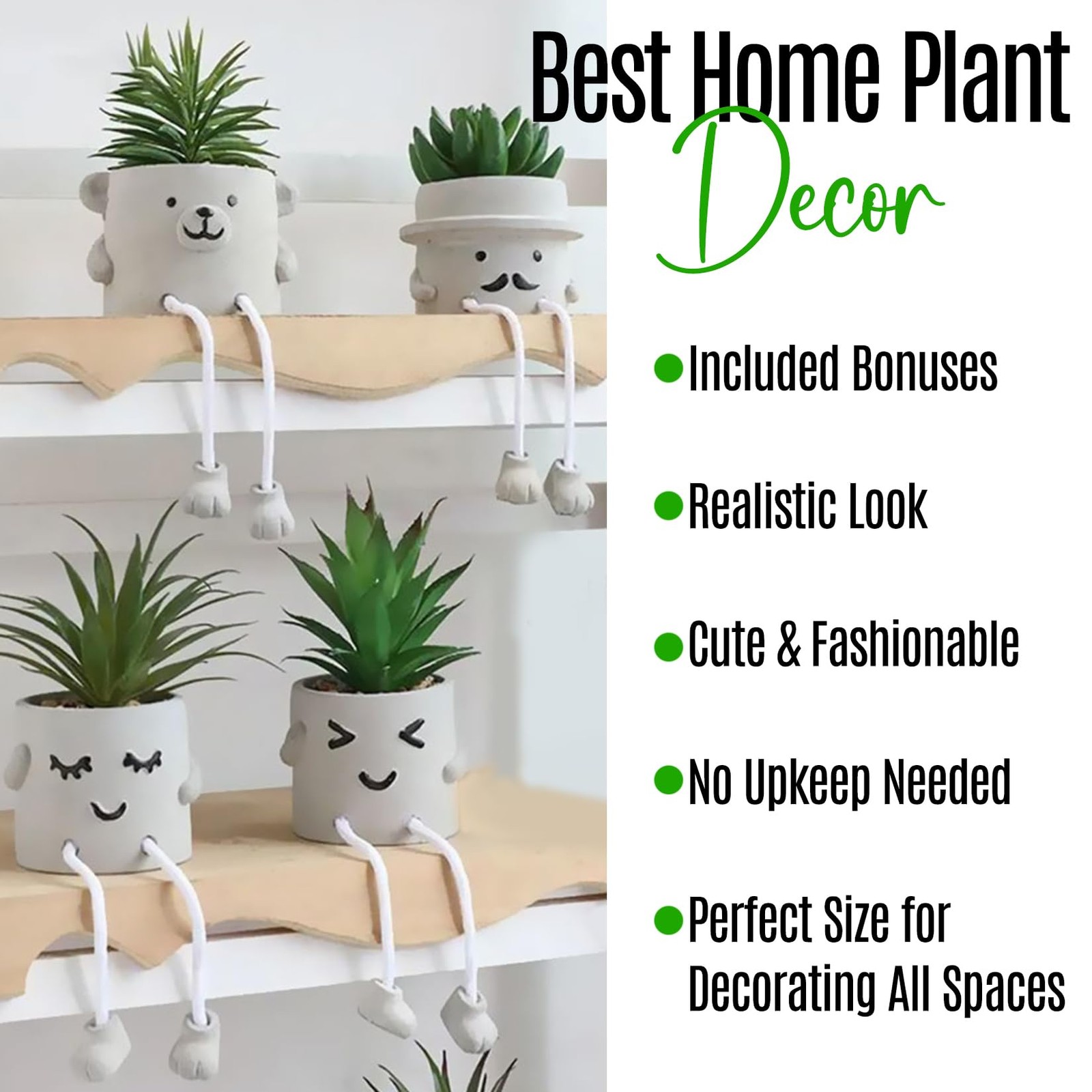 Small Fake Plants Shelf Mini Succulent Artificial Decor Faux Shy Grandpa