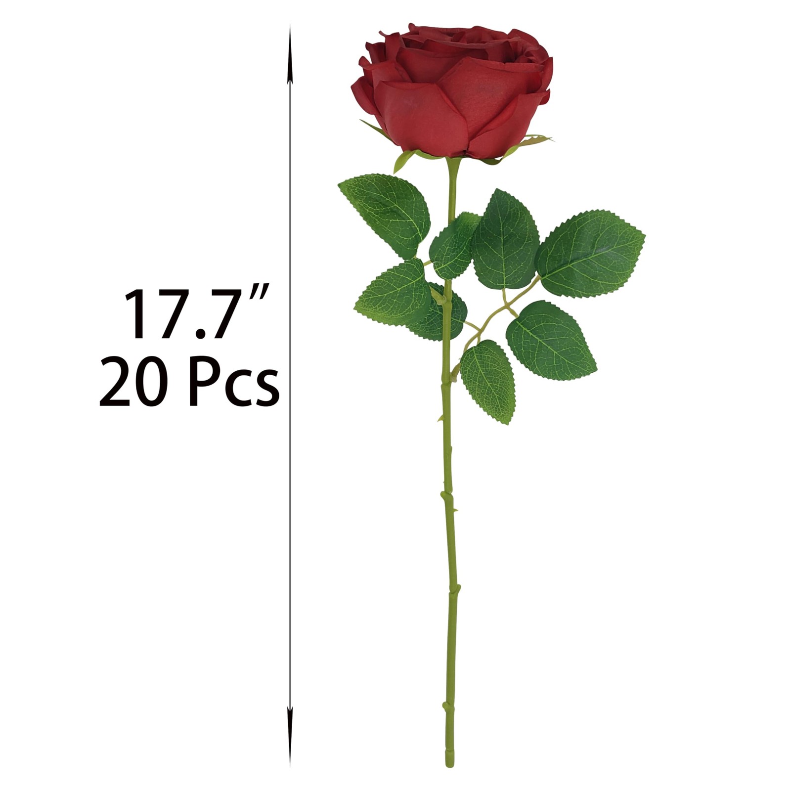 Fake Dark Red Roses Artificial Flowers Bulk,Floral Diameter 4.2”,20 Pcs Arti…