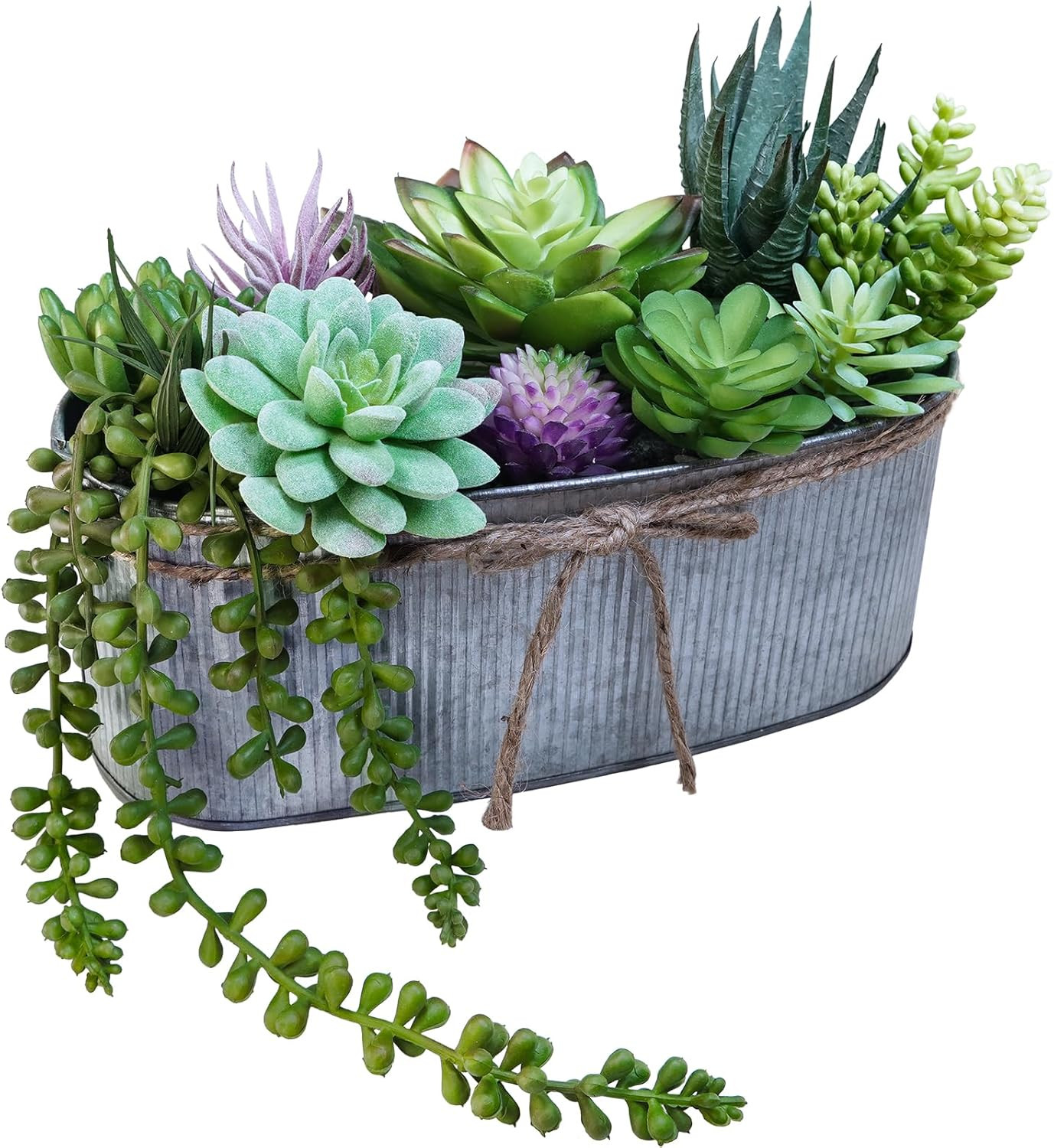 10″ Artificial Succulent Arrangement Centerpiece Fake Succulent Plants in Rus…