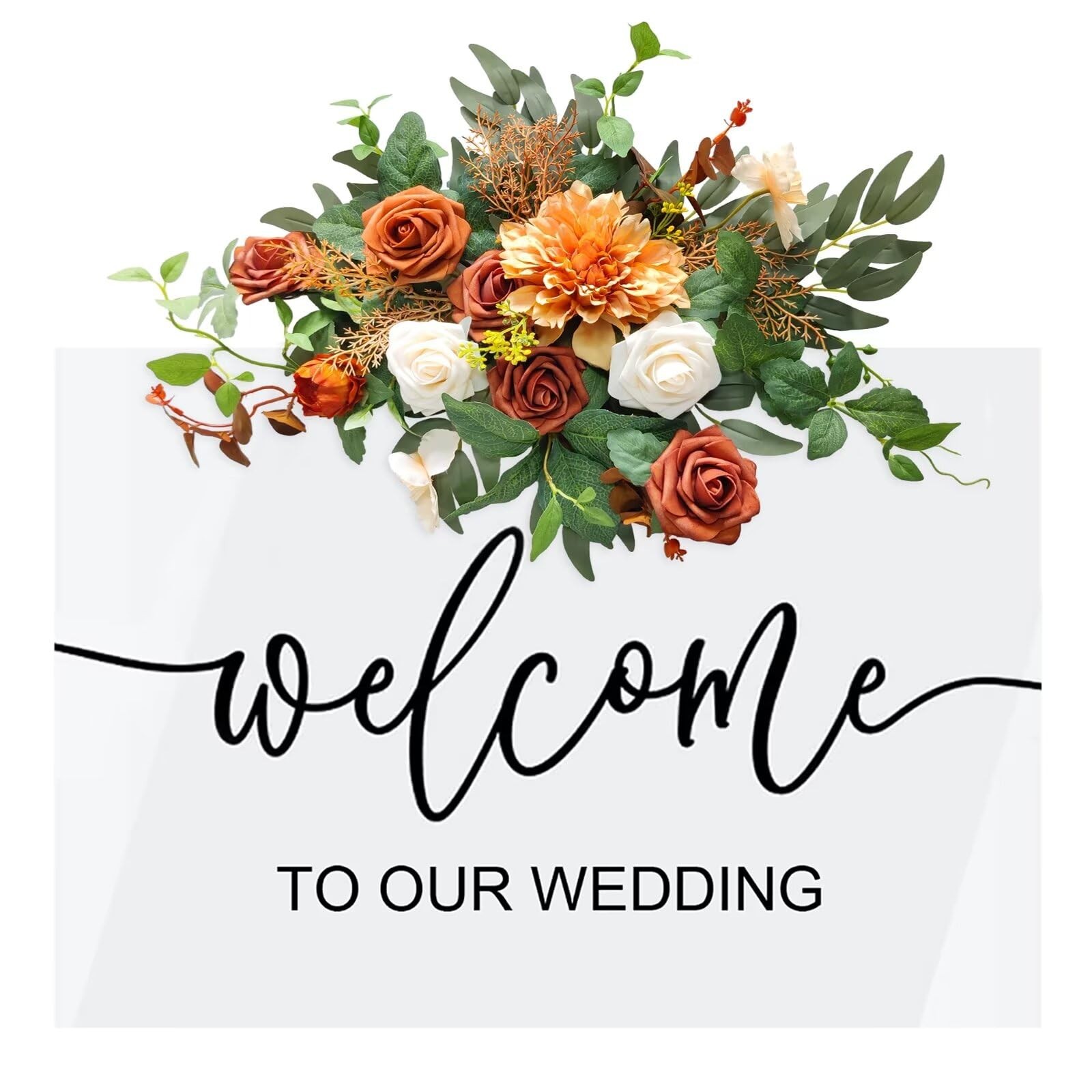 Roahosy Artificial Flower Swag Terracotta Wedding Decor, Burnt Orange Flowers…