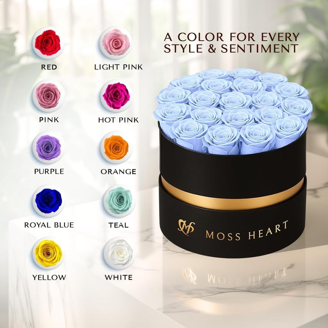 Petite Preserved Forever Roses In Round Box Long Lasting 1+ Year Gift For Her