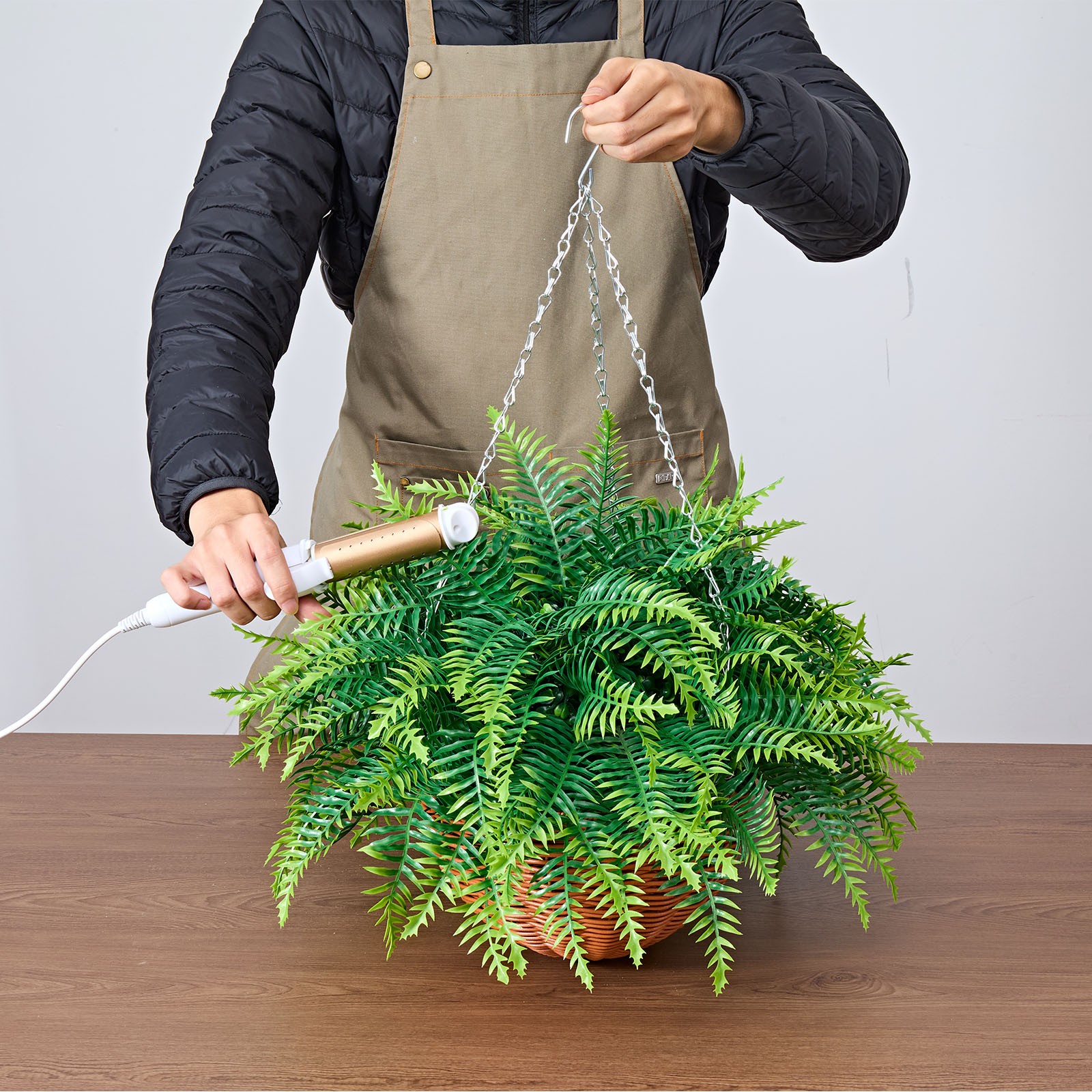 Uimoso 23″Artificial Hanging Boston Fern Bush for Wall and Event Decor, Set of 2