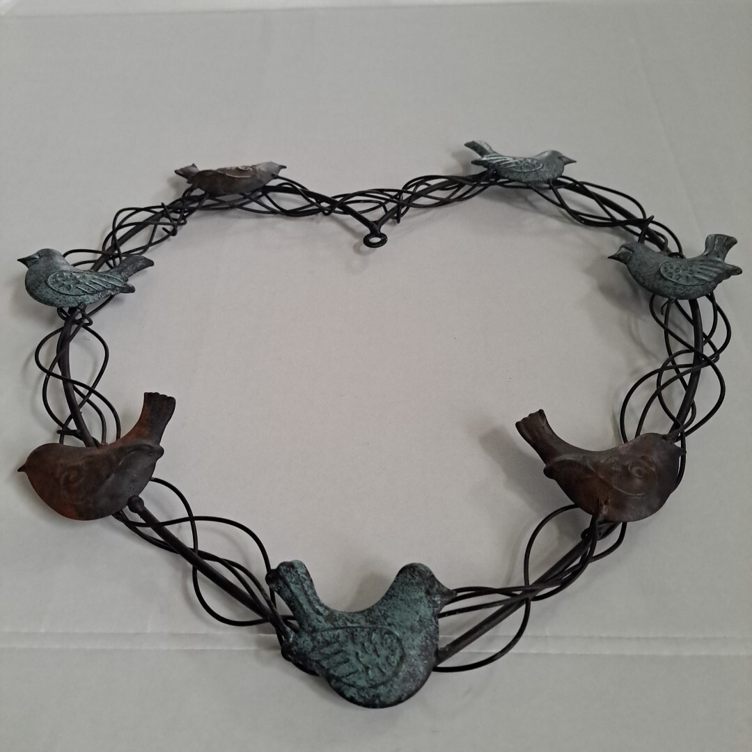 Wall Decor Heart Shaped Metal Wreath With Turquoise Birds Valentine’s Decor Gift