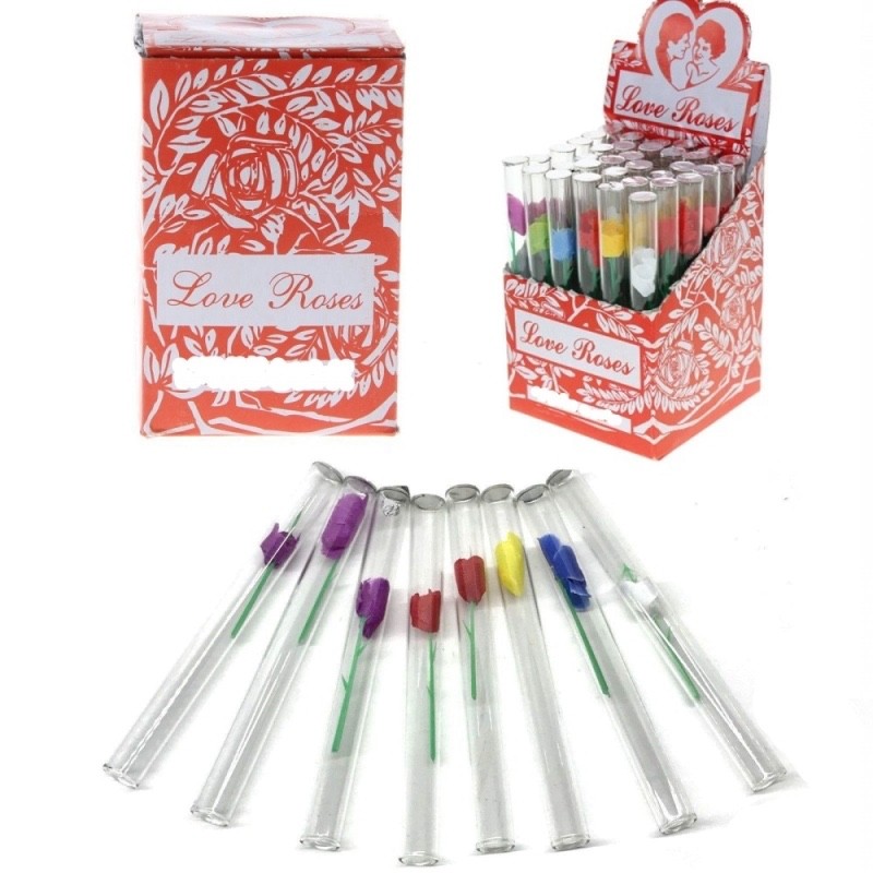 Love Roses Glass Tubes 36pcs = 1 Box Wholesale Price