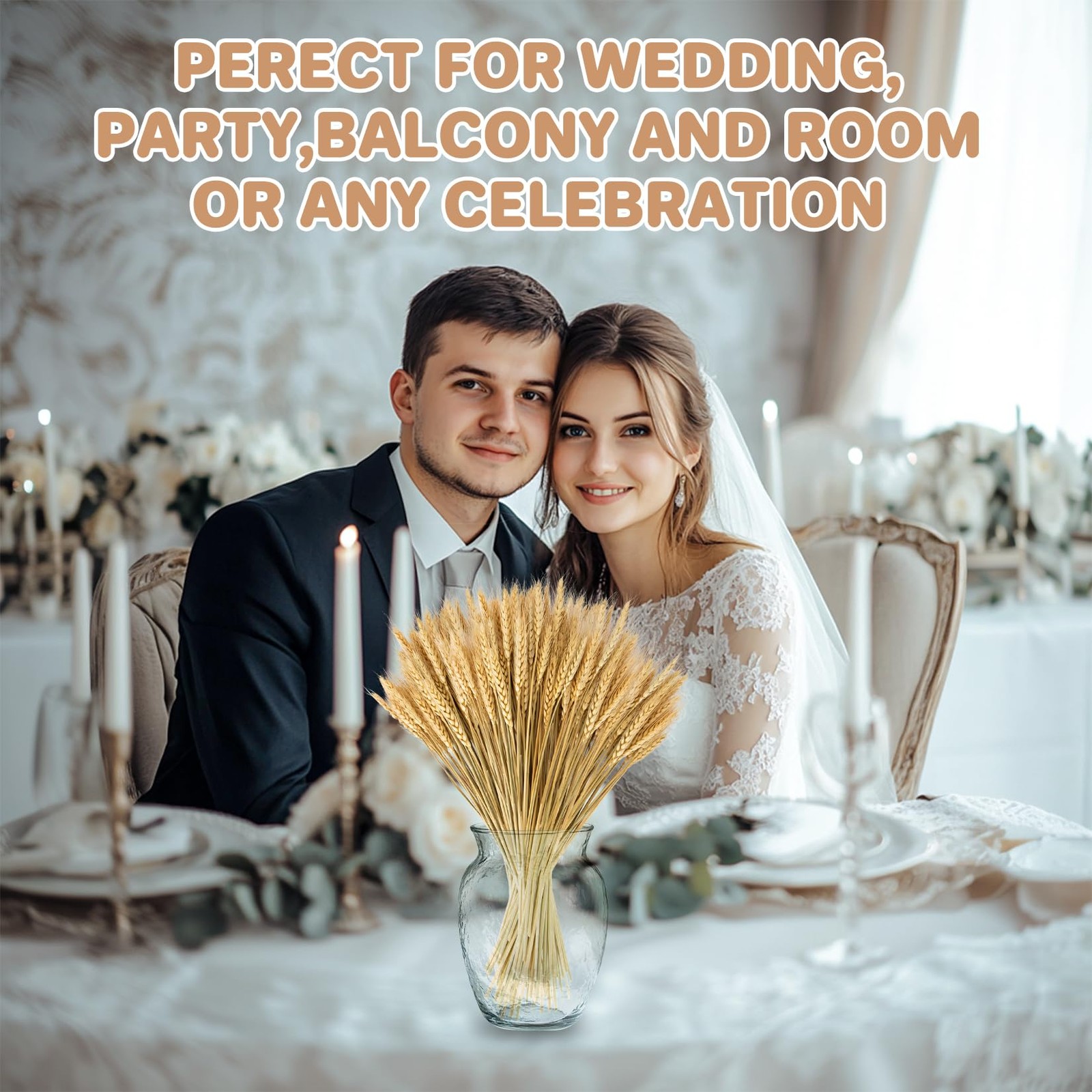 100 Stems Dried Wheat Stalks Sheaves Grass Natural Bunch Flowers for Wedding
