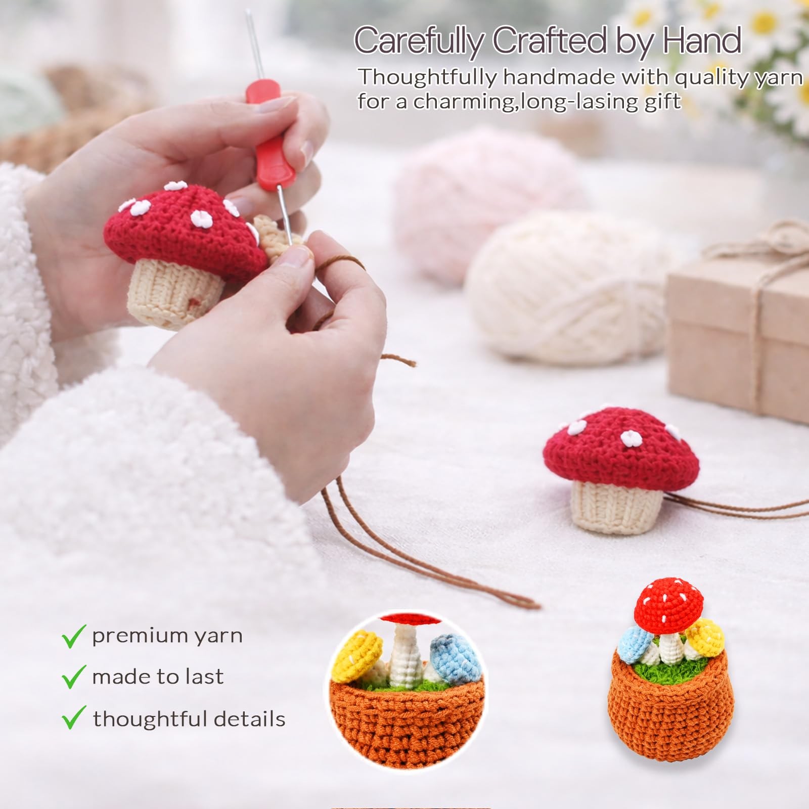 Crochet Plant in Pot, Cottagecore Room Decor, Kawaii Crochet Desk Decor, Hand…