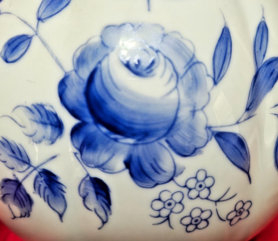 White & Blue Floral Small Pitcher Decorator Vase