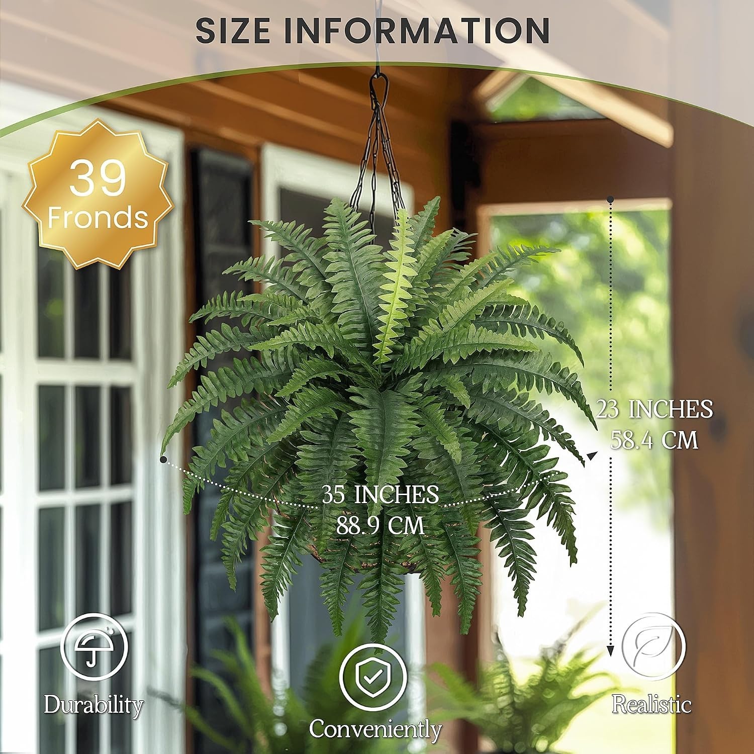 Pet Friendly Artificial Boston Ferns, 2-Piece Set | Zero Maintenance Greenery
