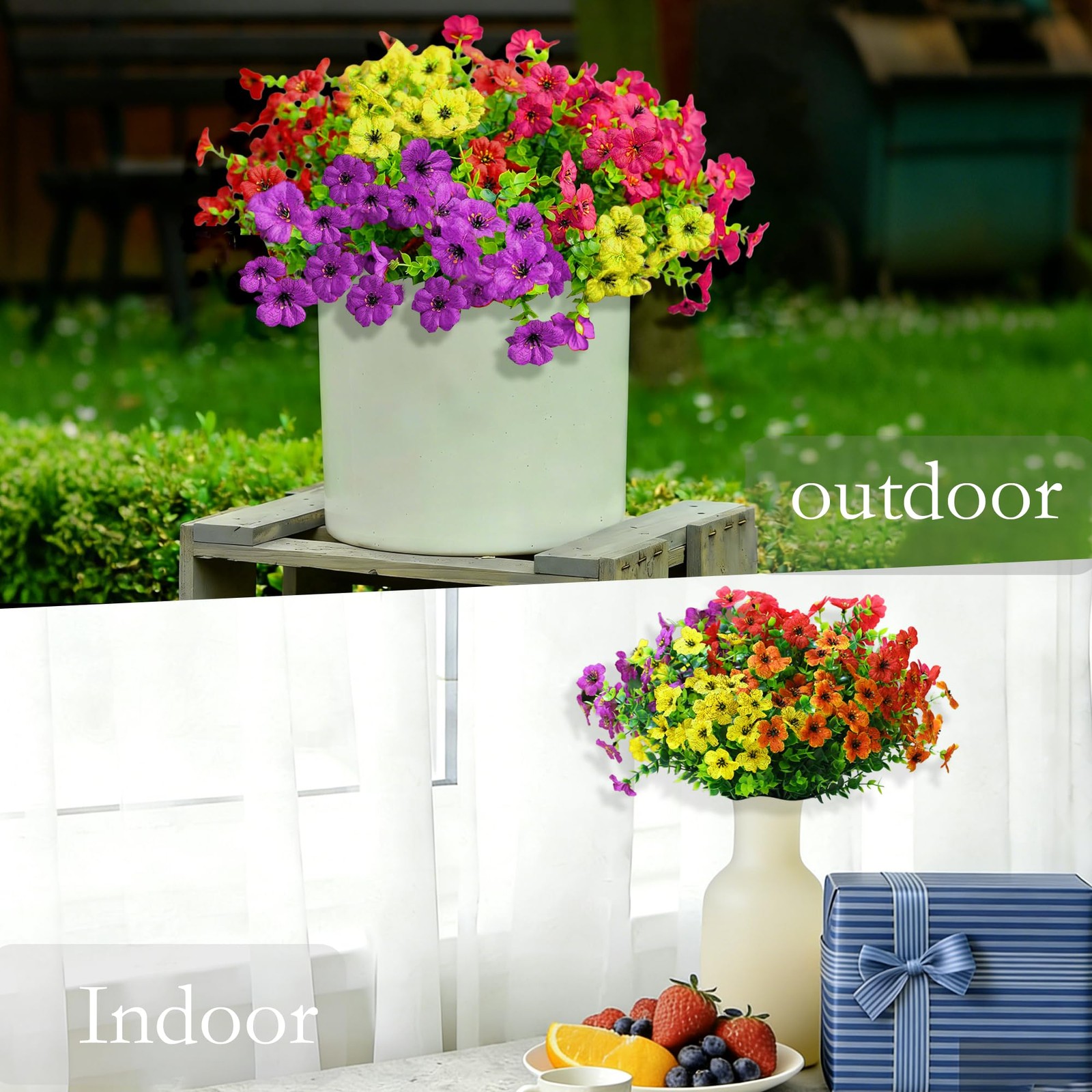 10 Bundles Spring Artificial Flowers for Outdoor,UV Resistant Fade Proof Outd…