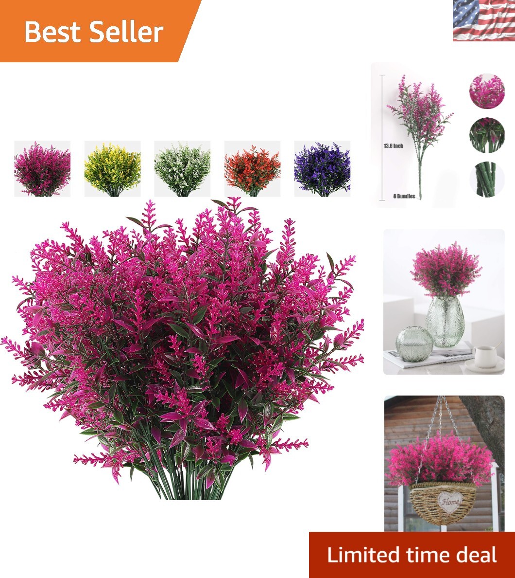 Charming 8 Bundles of Fuchsia Faux Flowers – Perfect for Any Celebration Decor