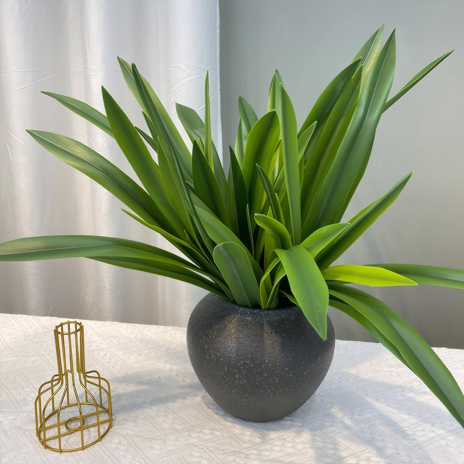 3 PCS 17 Inch Artificial Cymbidium Clivia Faux Orchid Leaves Green Plants