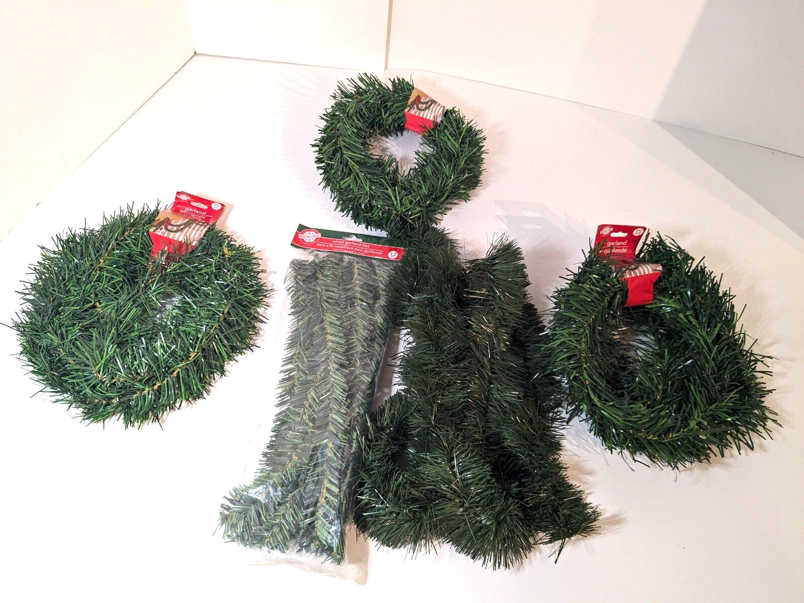 Garland Green Christmas Tree, Holiday Set of 5, 4 New in Package, 1 Loose Piece