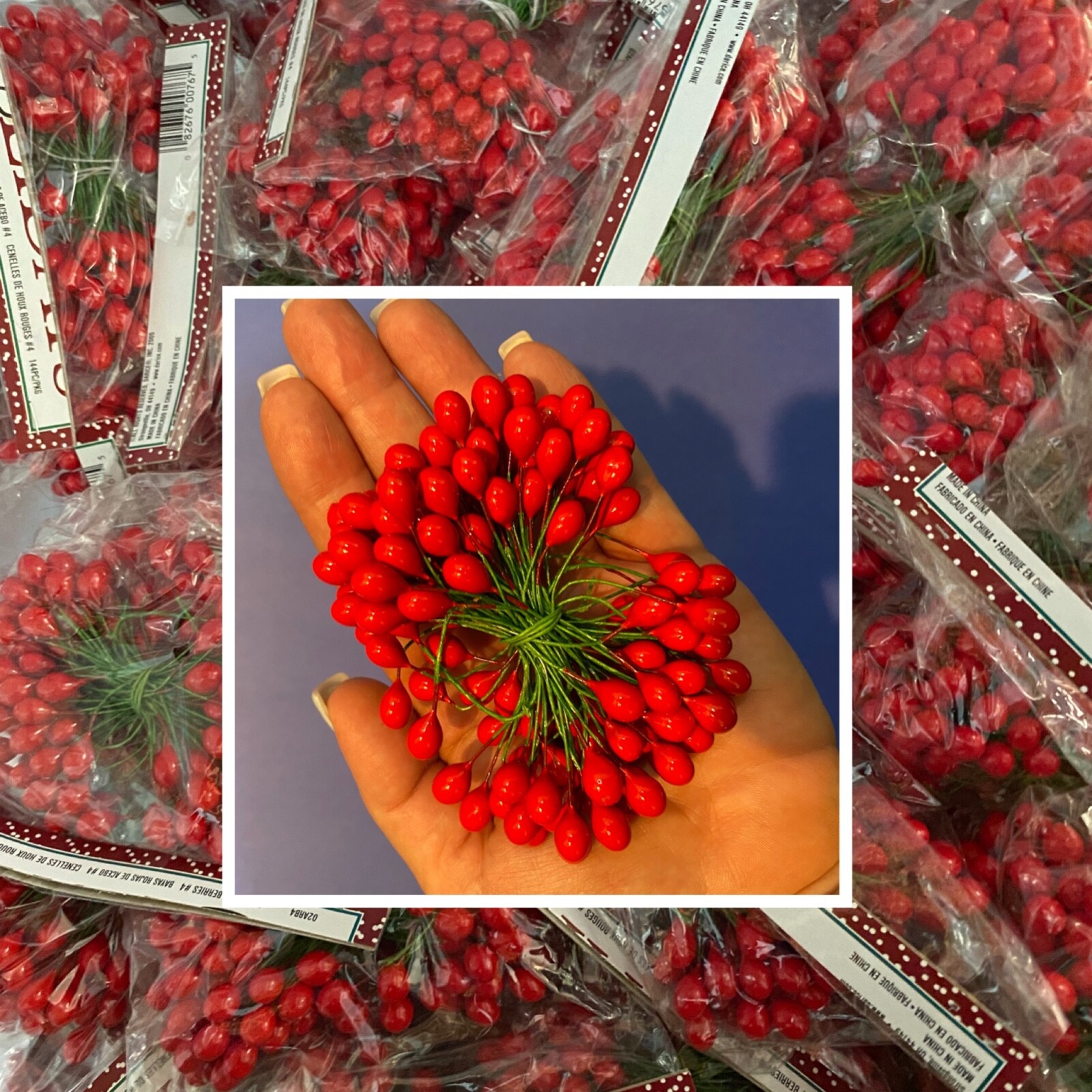 BULK 20 PACKS!! Christmas Red Berry Pick Holly Berries Wreath Craft 