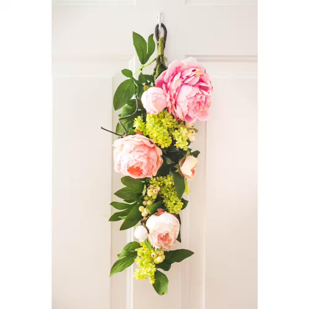 24 In. Artificial Mixed Peony and Hydrangea Teardrop