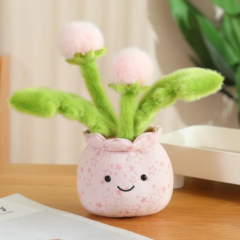 Cute Plush Dandelion Potted Plant Decor Soft Fluffy Faux Flower Ornament Gifts