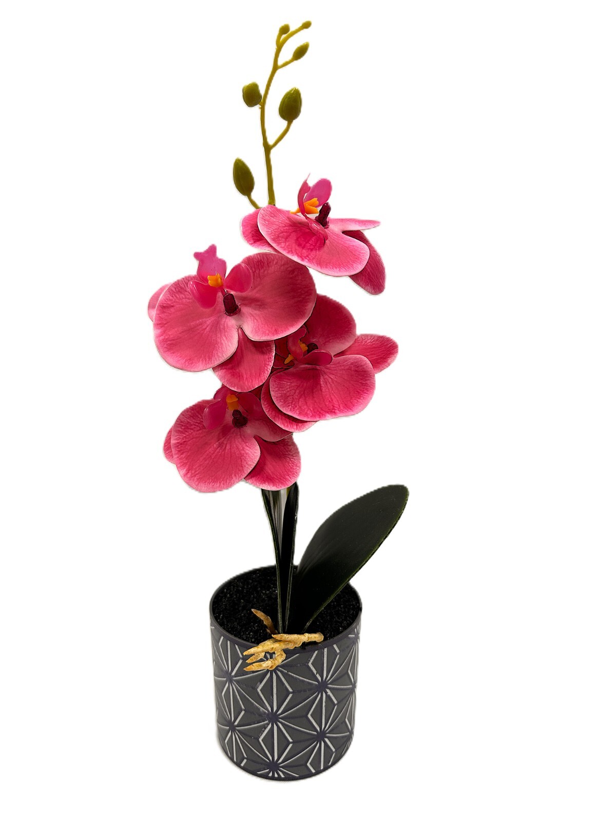 Artificial Orchid Potted Flowers, Faux Orchid Plant with Pot 12″ x 3″ x 3″