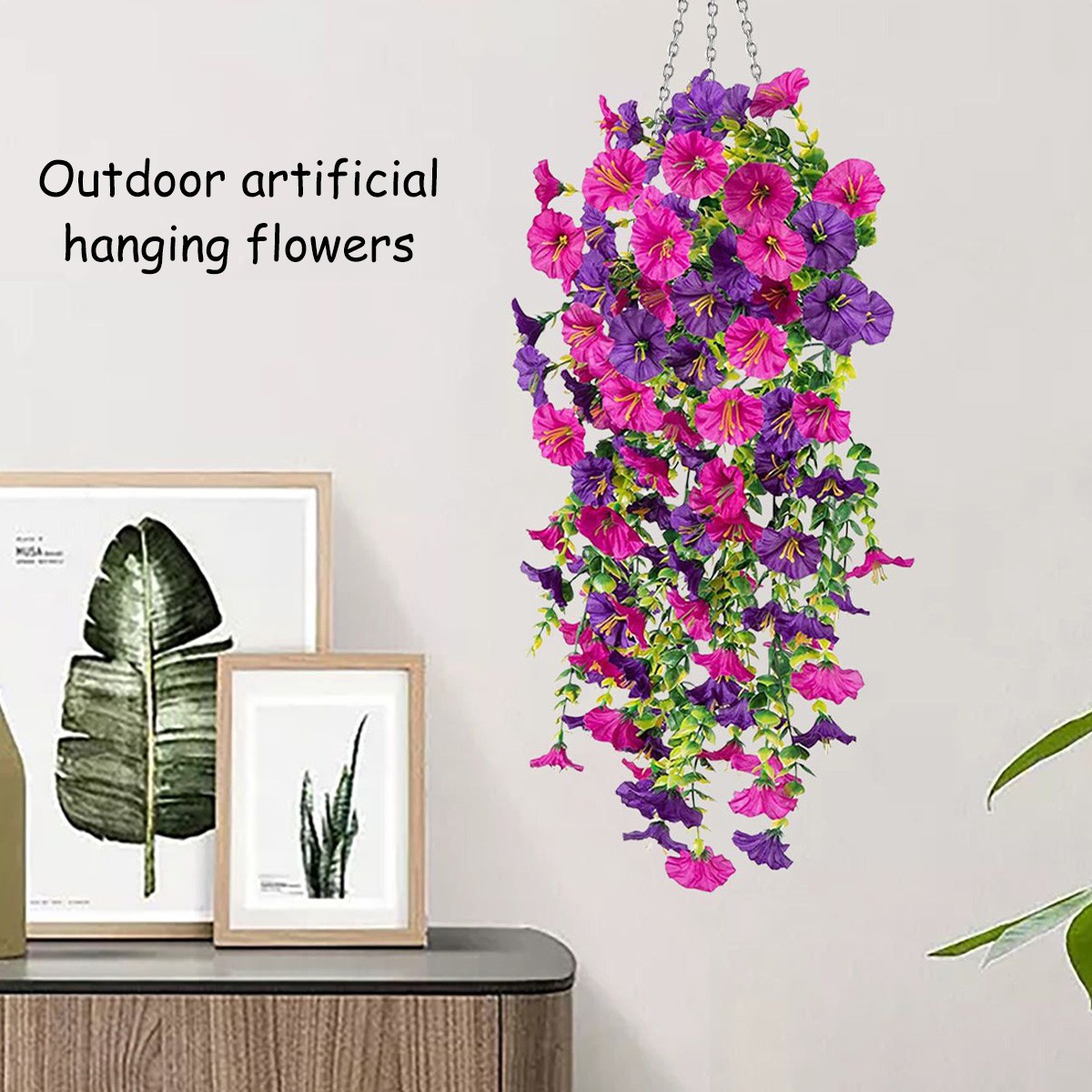 4PCS Artificial Morning Glory Vines UV Resistant Hanging Flowers Outdoor Decor