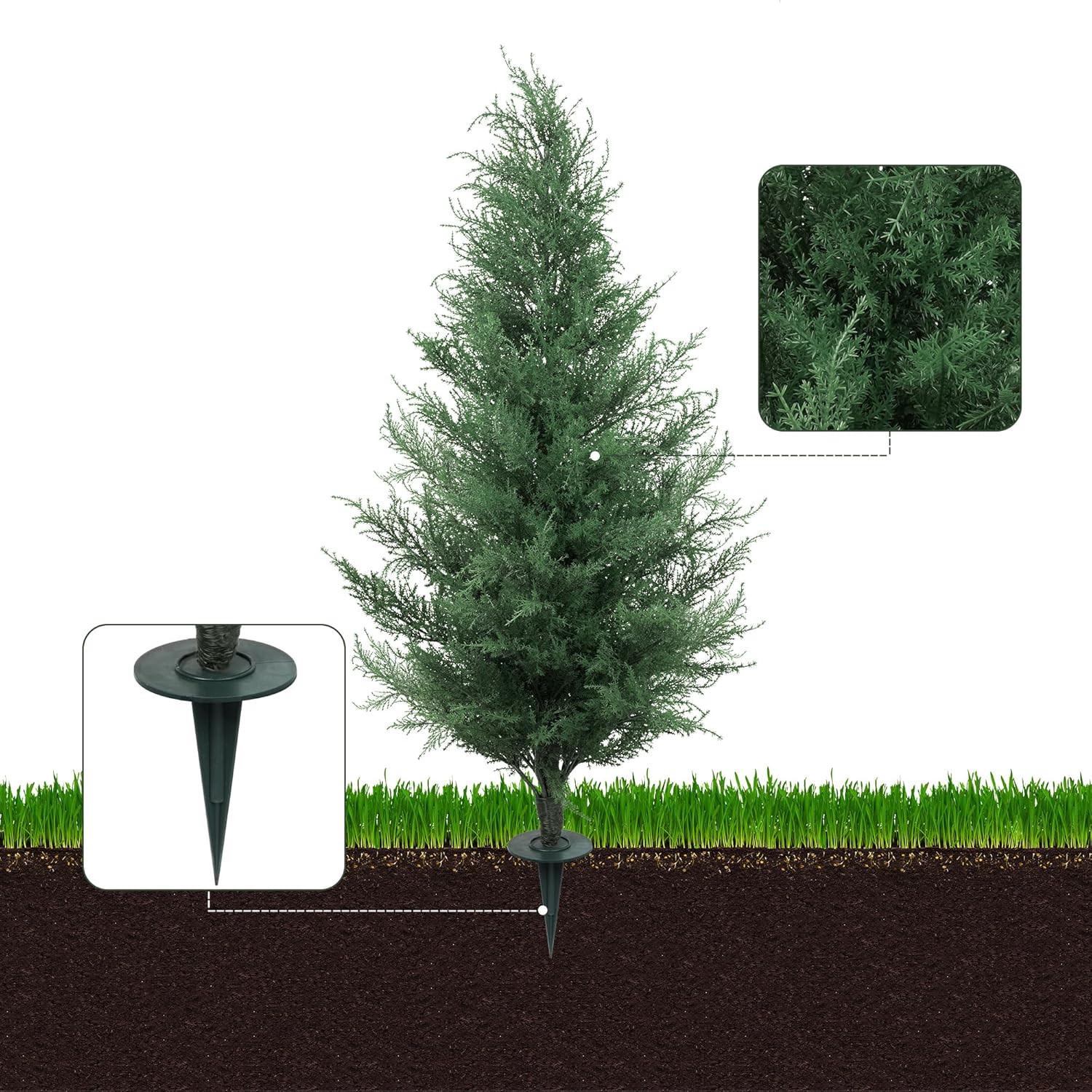 36″ UV Protected Artificial Cedar Tree with Lights for Outdoor Decor