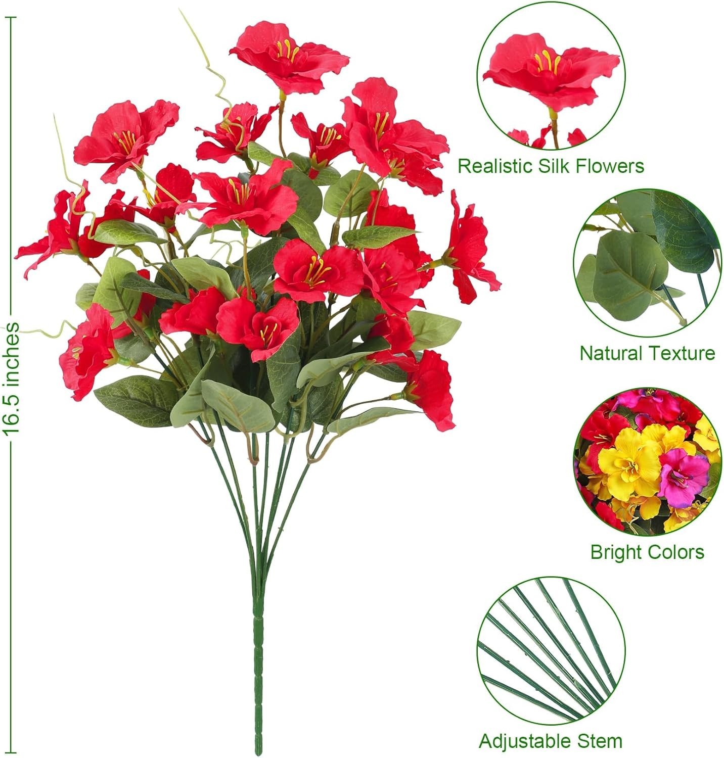 8 Bundles Artificial Hibiscus Flowers for Outdoors Decoration, Multi Color