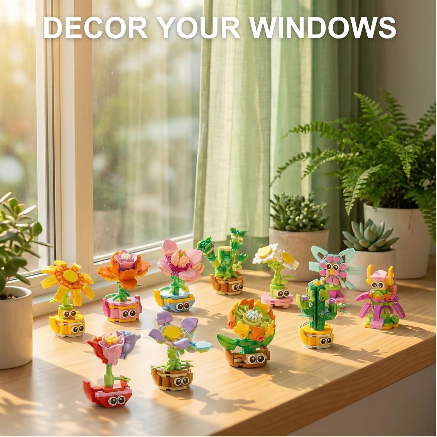 NEW!FULL SET Flower Bouquet 7 Stems Building Kit Botanical Collection 590 pieces