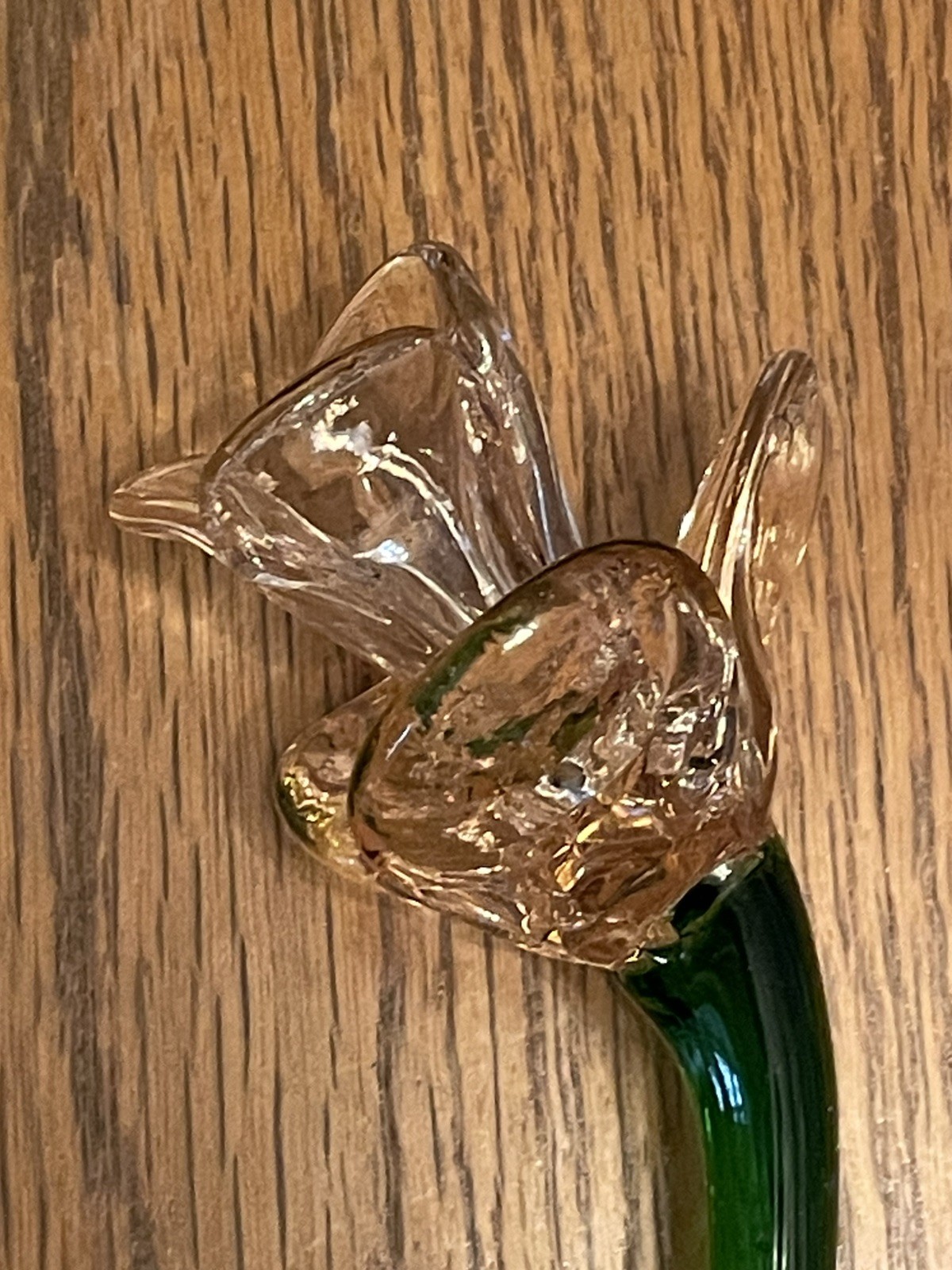 Vtg Murano Style Lot 4 Hand Blown Art Glass Long Stem Flower Bouquet 19″-20″