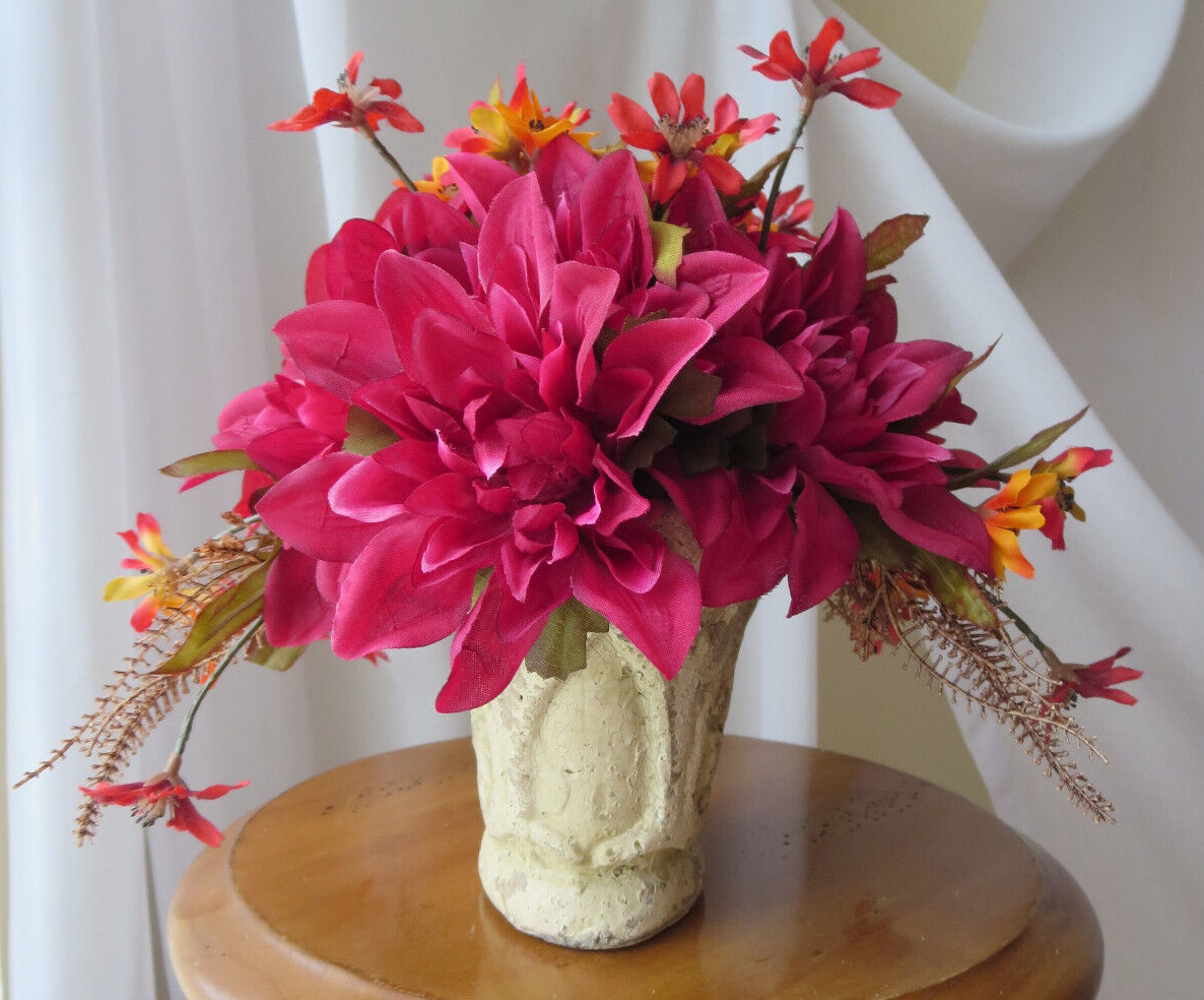 FALL FLORAL ARRANGEMENT ARTIFICIAL SILK/PLASTIC FLOWERS 8.5″ x 11″ NEW