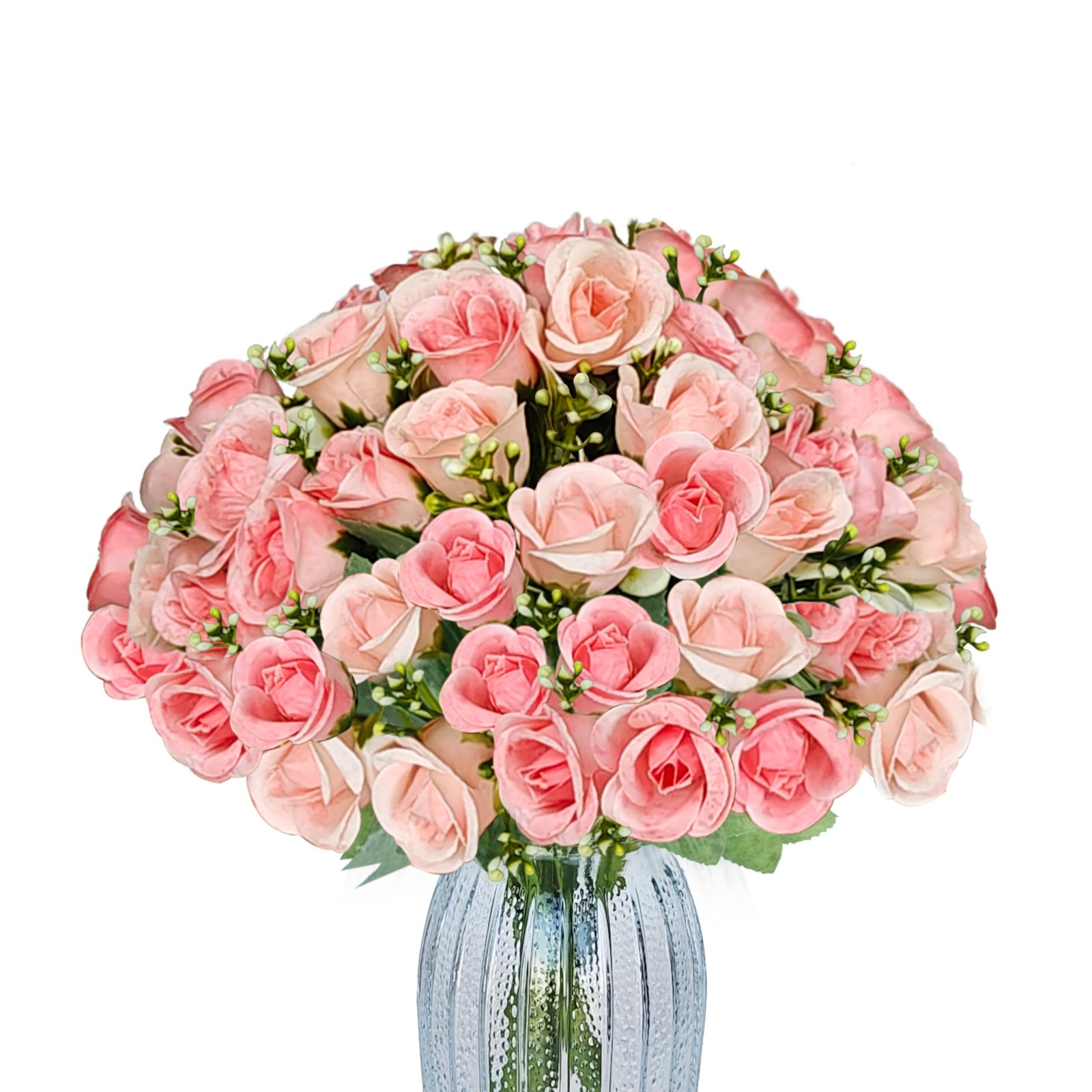 3 Bundles Roses Artificial Flowers,Roses Bouquet with Leaf,Fake Flowers for W…