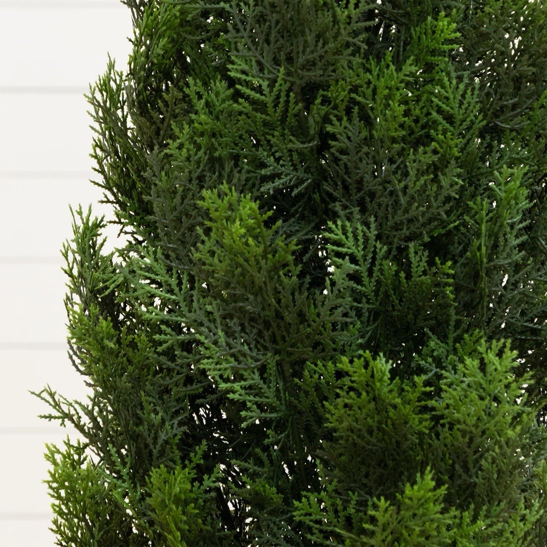 4’ UV Artificial Cedar Topiary Tree in Black Pot Planter, Green Indoor/Outdoor