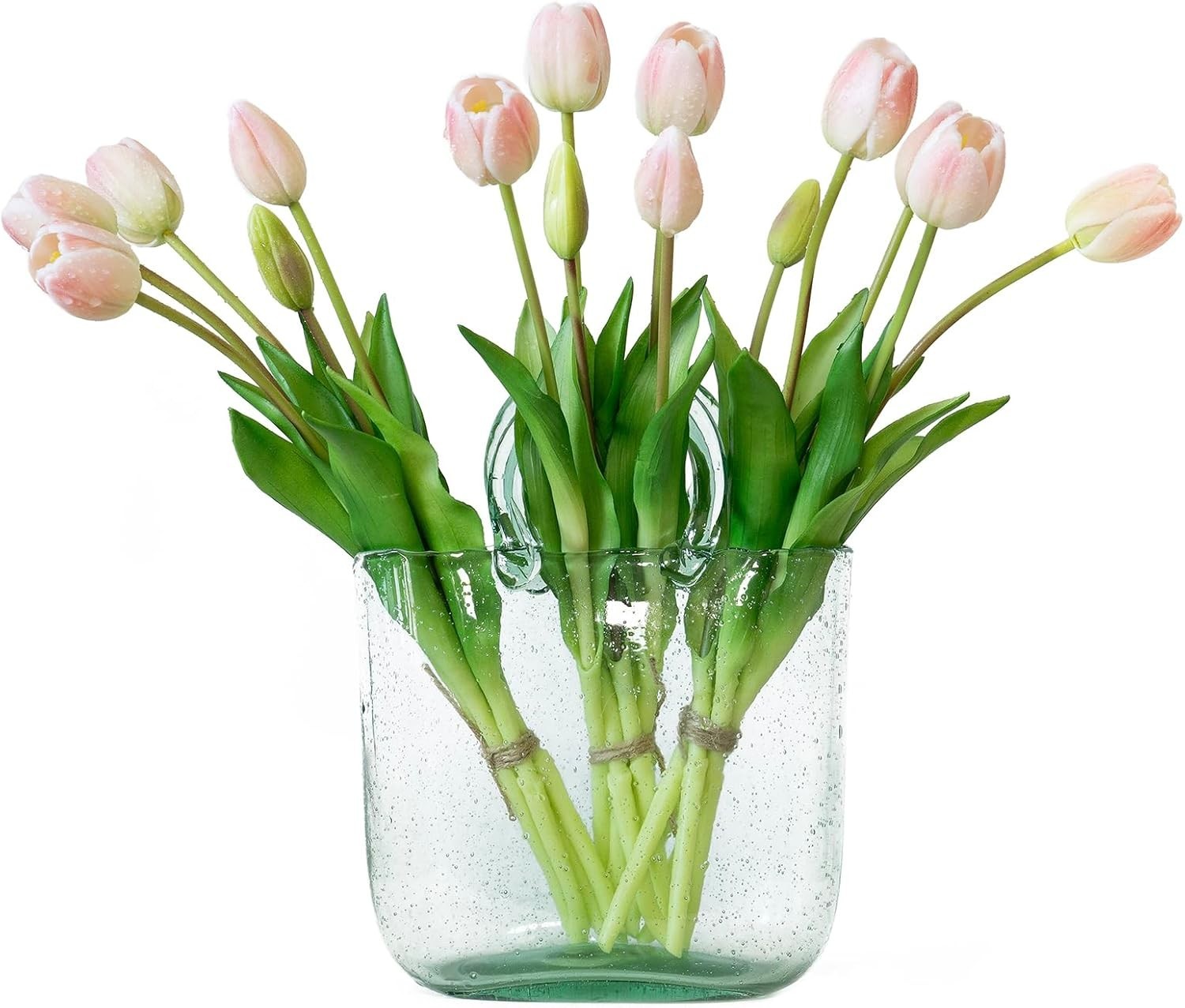 Artificial Tulip Flowers Set – 15 Pack in B Powder Pink
