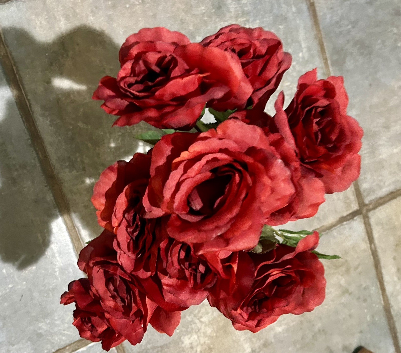 Artificial Rose Flowers Bouquet Burgundy 10 Blooms Long Stem Red Roses Bouquet
