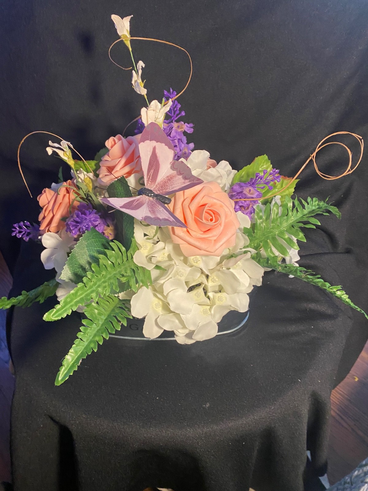 Hydrangeas, Roses, & Butterfly Silk Flower Centerpiece