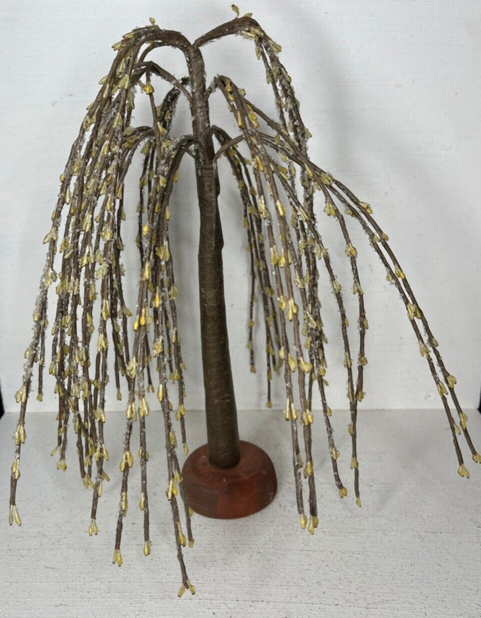 Primitive Country Rustic Decor Wooden Weeping Willow Tree Shelf Sitter Pip Berry