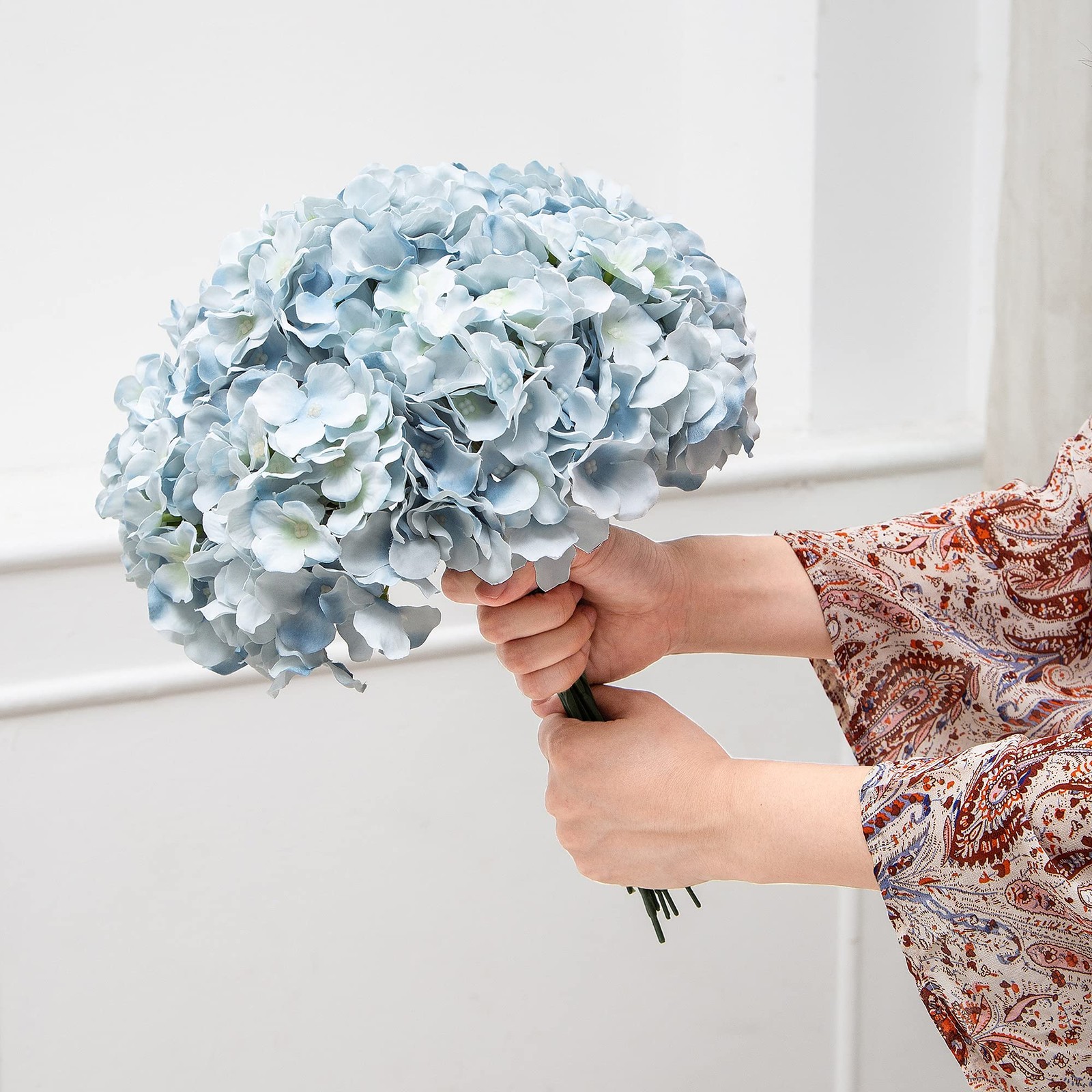 Silk Hydrangea Fake Flower 10pcs DIY Floral Artificial Flower with Stems for …