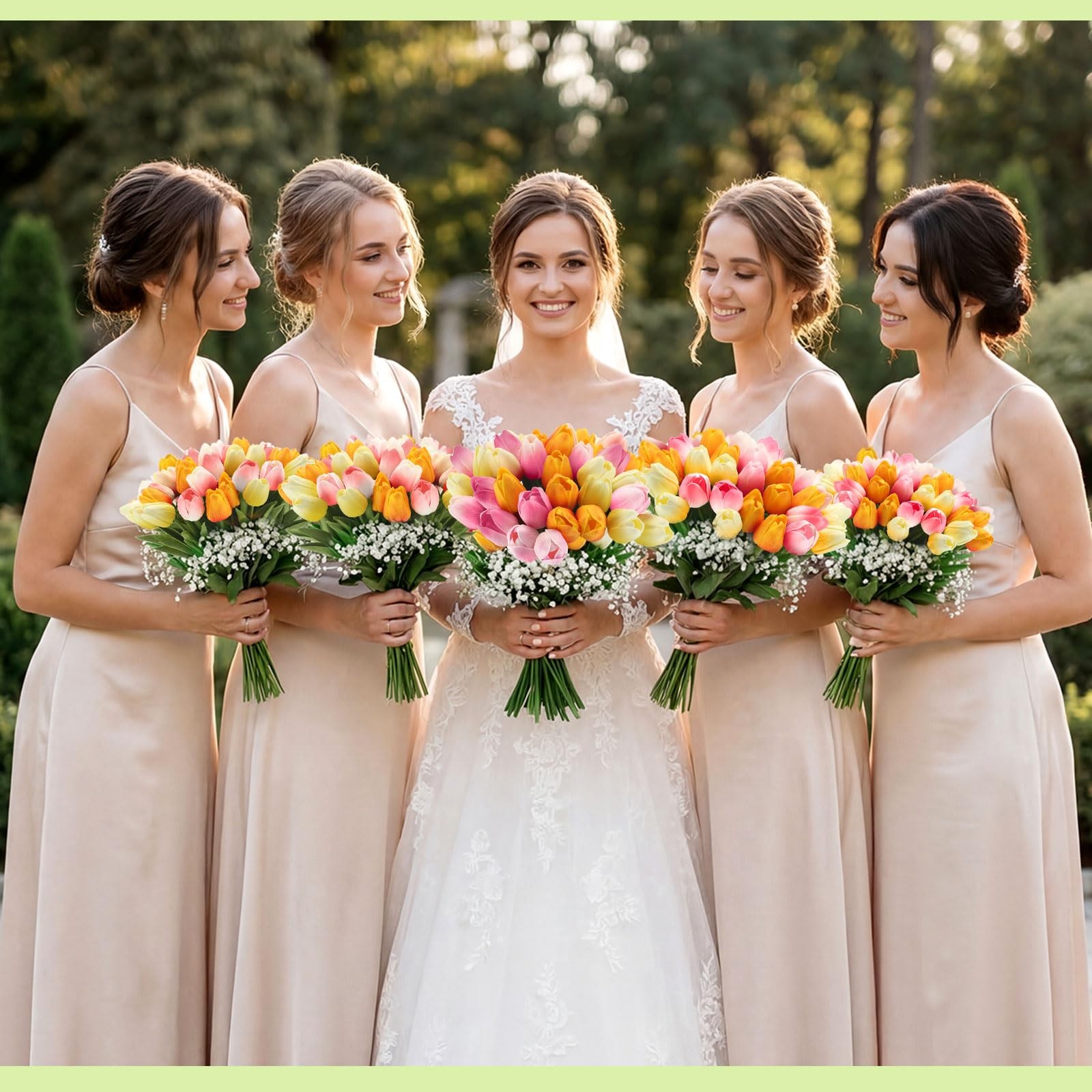 100pcs Artificial Tulip Flowers Fake PU Tulips Faux Latex Bouquet Flower Cent…