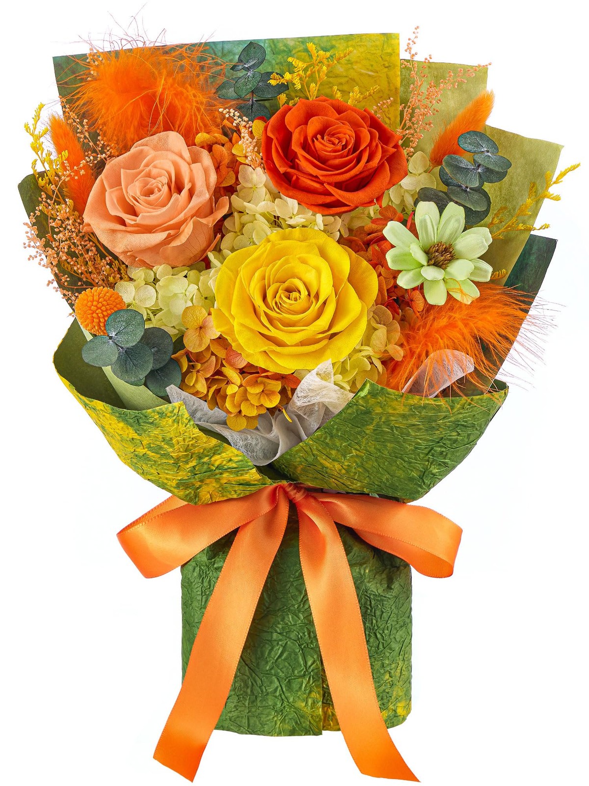Forever Flowers Bouquet Preserved Roses Yellow Small Gift For Women Wife Mom